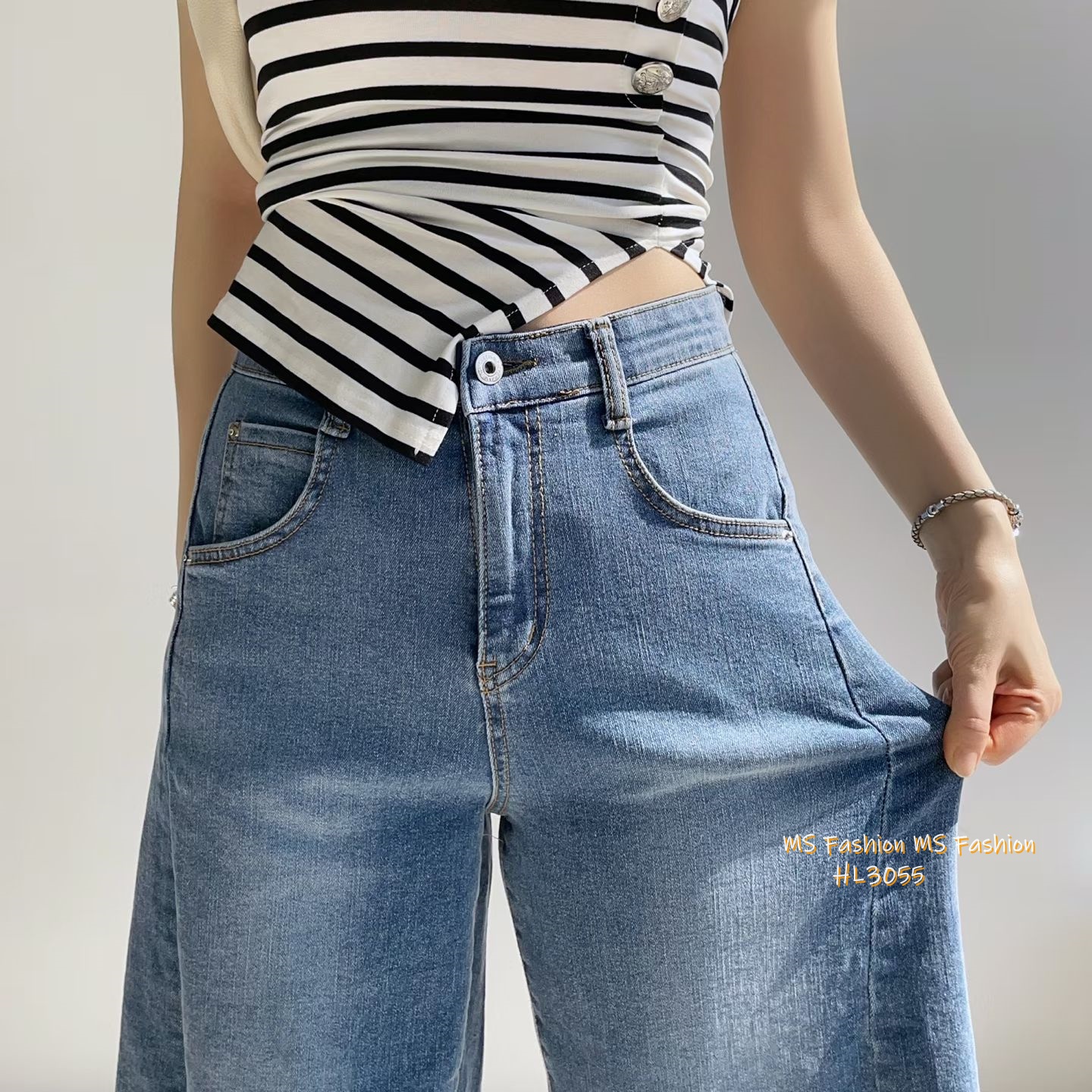 HL3055 韓國🌼Howluk8分拼接闊筒牛