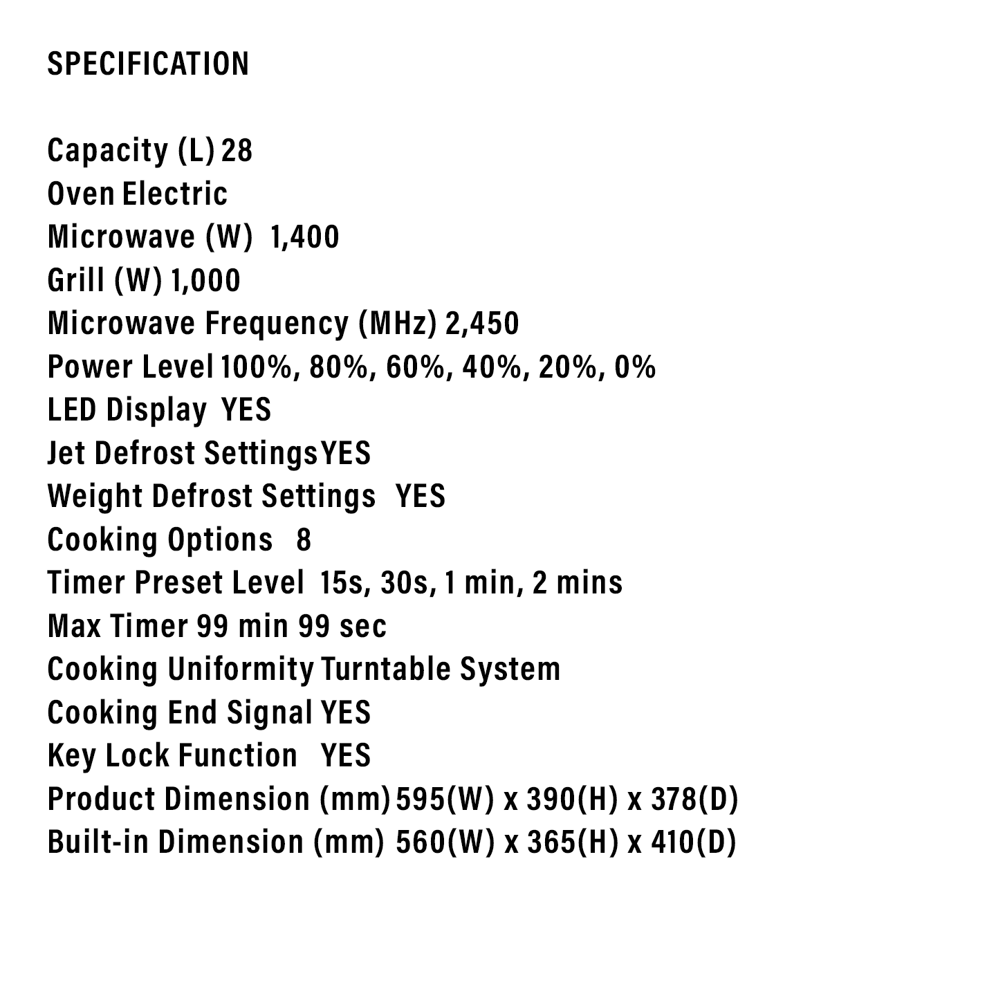 Elba 75L Built In Microwave Oven EMO-Q2881BI(BK)