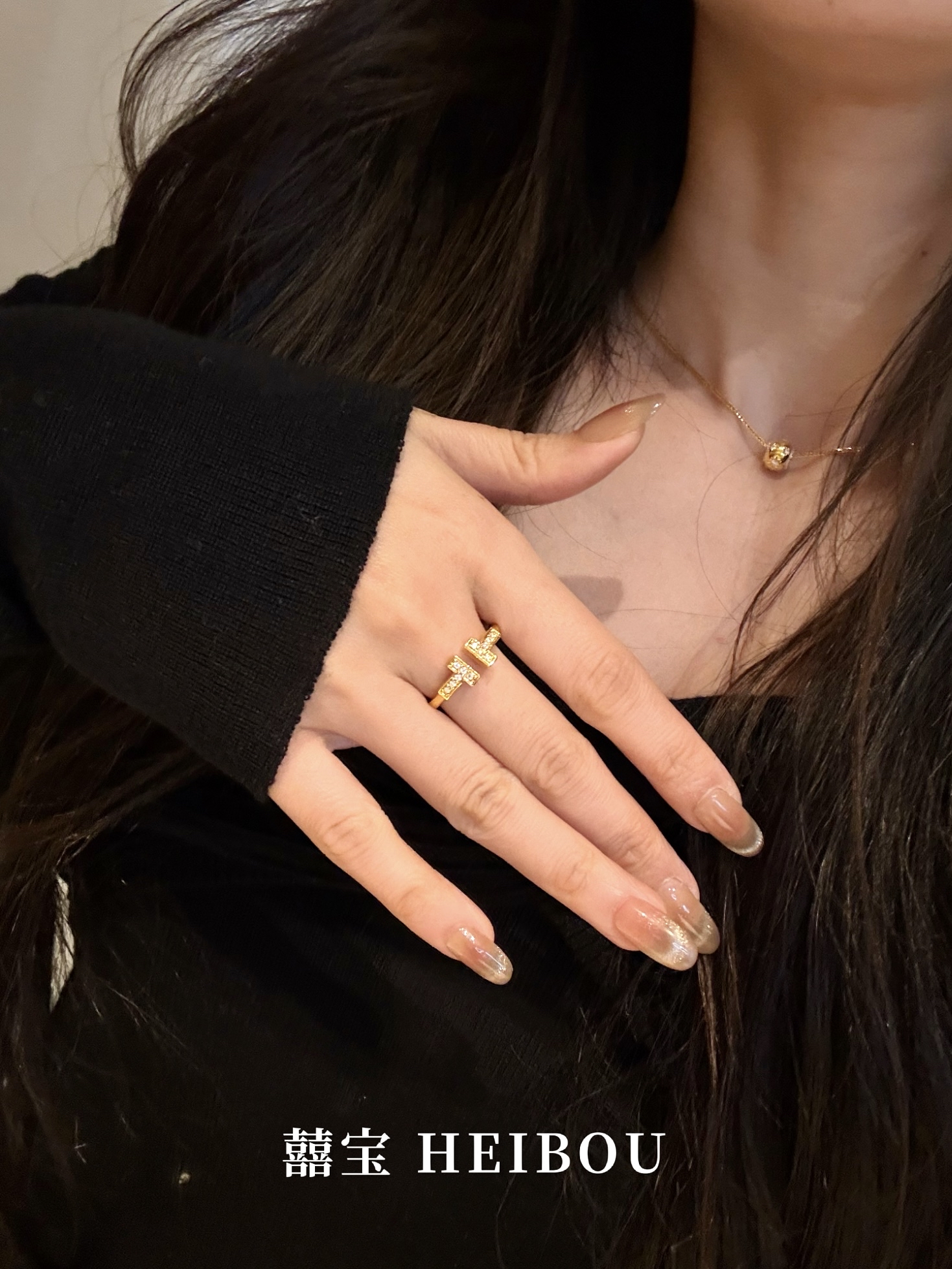 【6D镶嵌】双T戒指