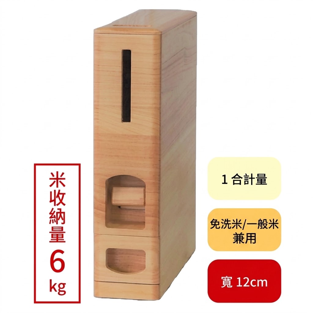 🔥🔥【日本製《JAPAN-SAMICK》超纖薄天然桐木附輪定量米箱】