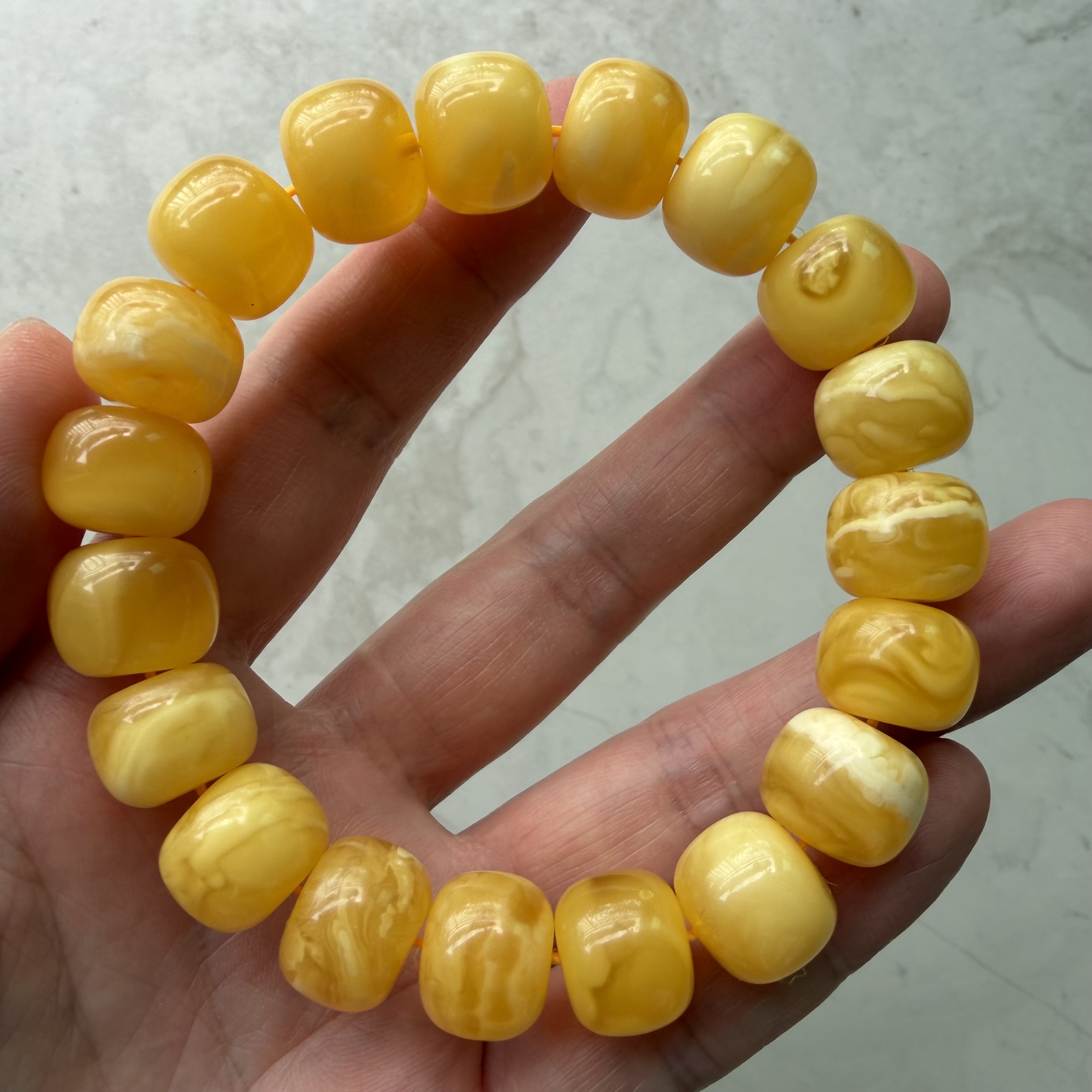 ［閉店一口價］13+mm波羅的海金白花老型手串