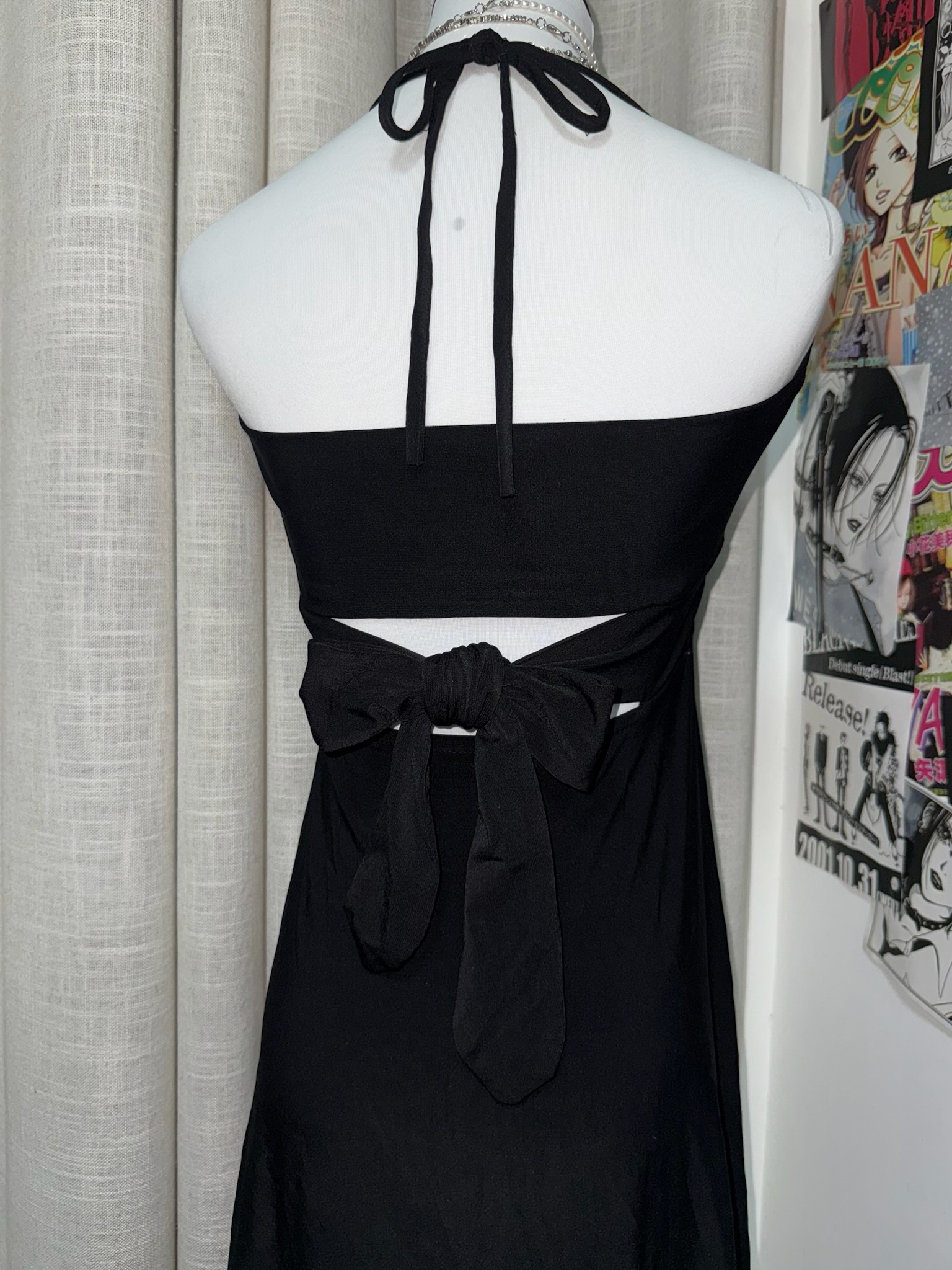 Halter Pleated Bodice Midi Dress