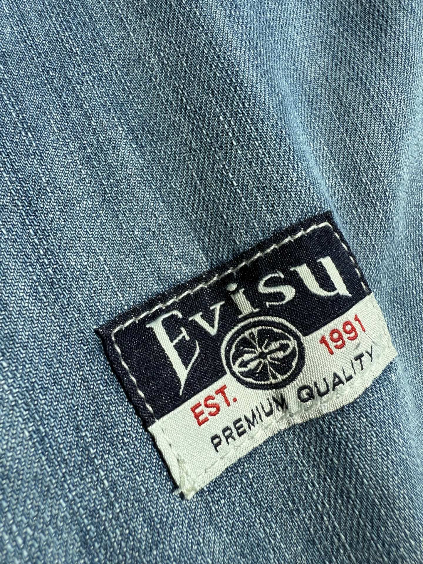 Evisu Artistic Brush Daicock Print Relax Fit Denim Short-Sleeves Shirt