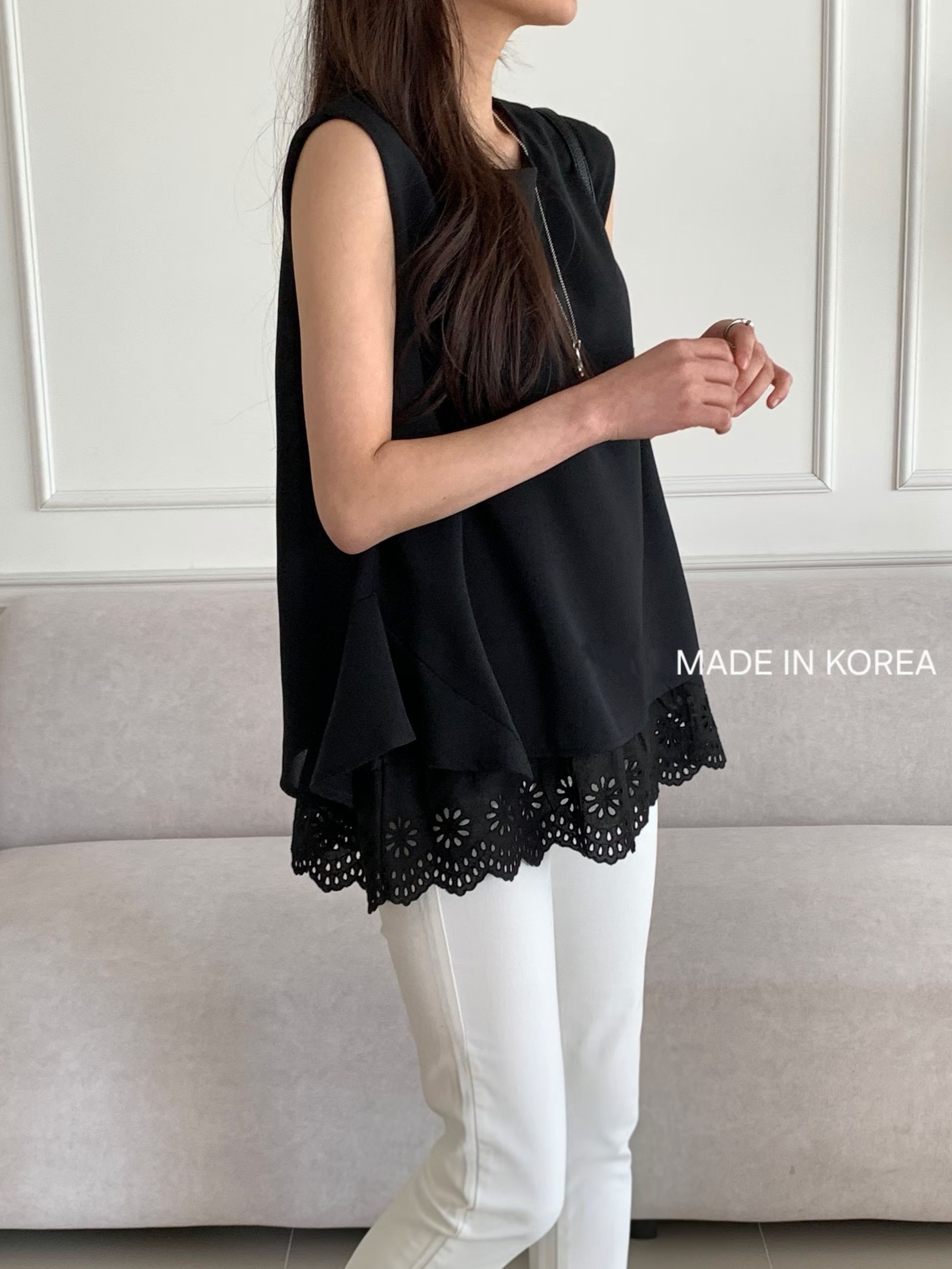 G6325 韓國🇰🇷通花腳假兩件背心