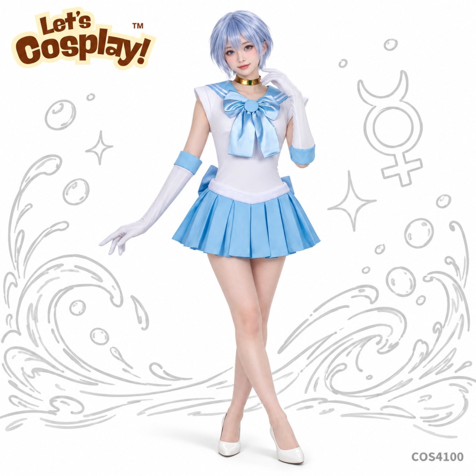 美少女戰士水野阿美Sailor Mercury萬聖節動漫服裝日本動漫衣服水手服,香港現貨Lets Cosplay COS4100