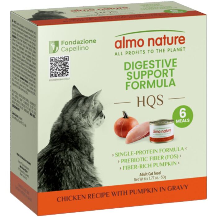 Almo Nature HQS 保健系列 Digestive Support Formula 雞肉+南瓜 貓罐頭 50gx6