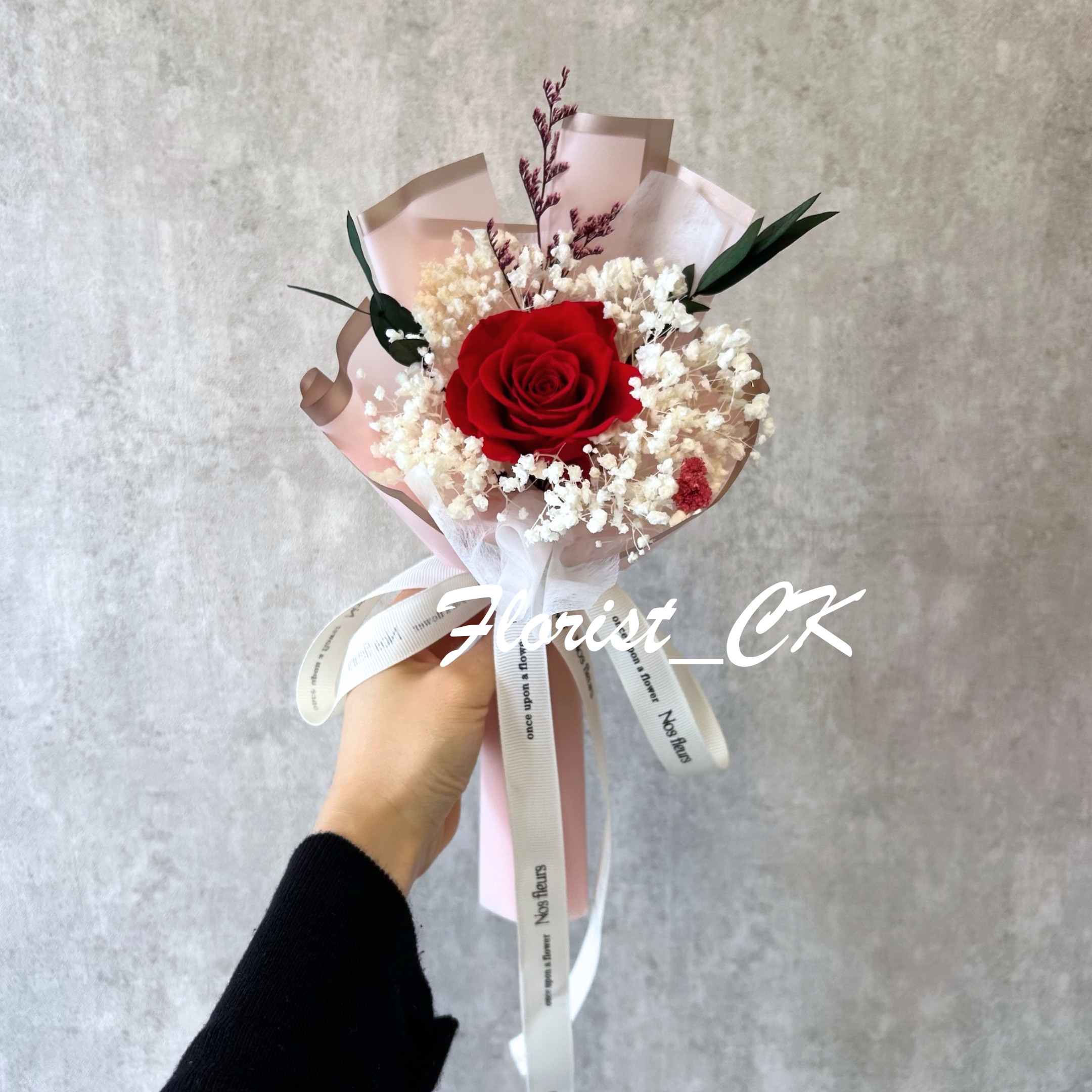 【迷你花束】Classic Mini Red｜永生玫瑰花束 (1 朵；預訂款)