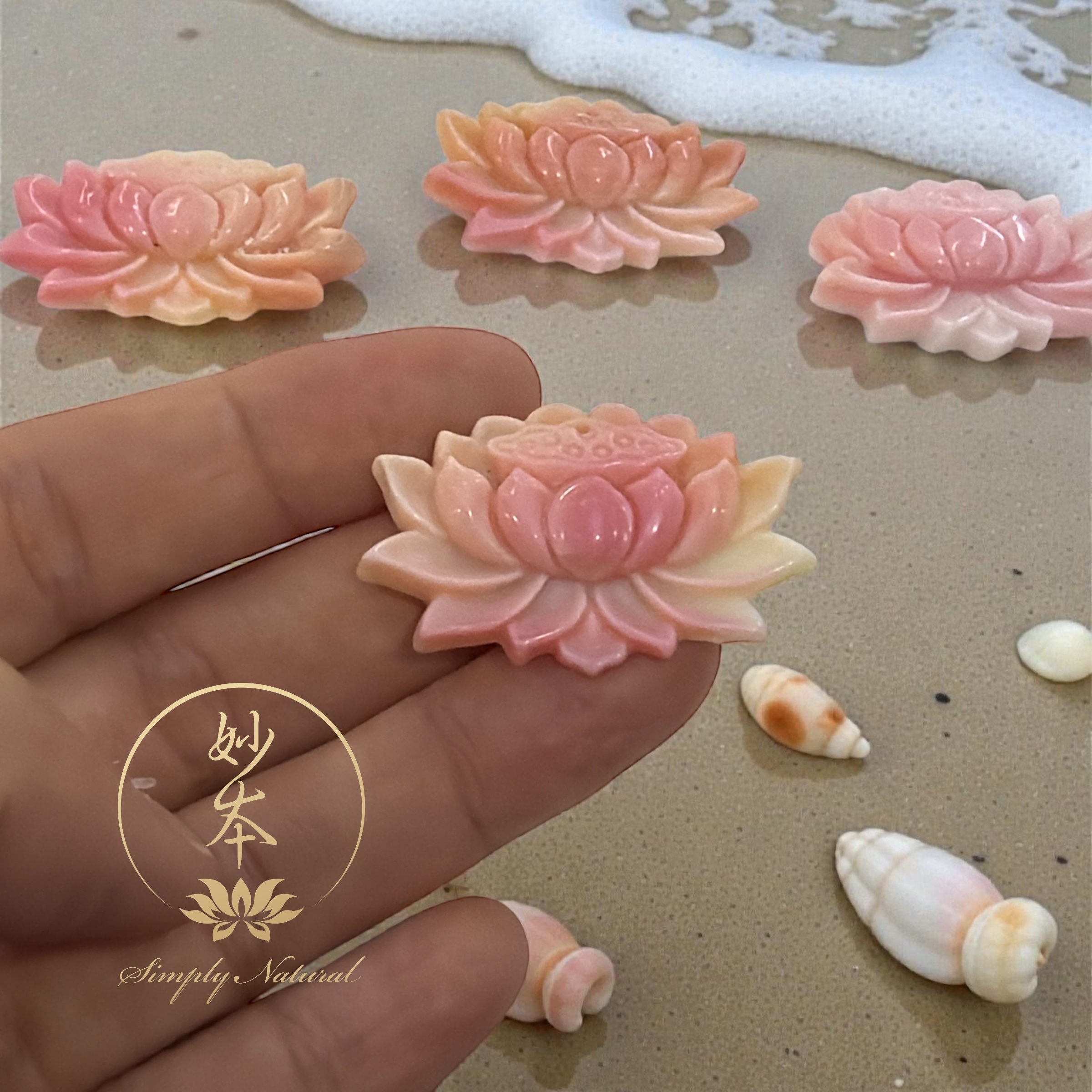 墨西哥女皇貝 蓮花3.7*2.3cm吊咀 # 1 （隨機發貨，會加配頸繩）