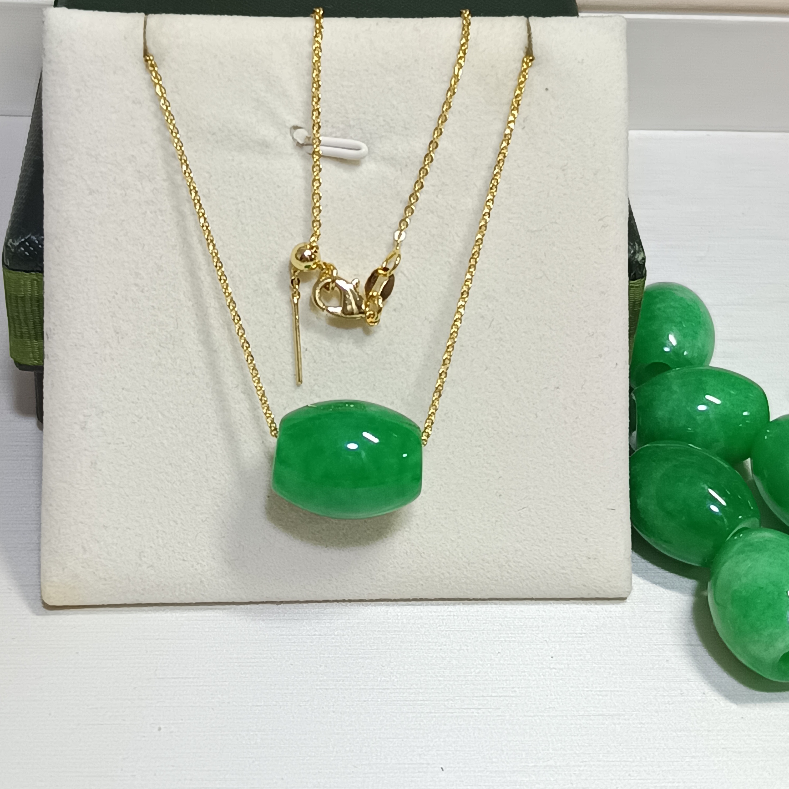 天然陽綠色馬來玉路路通+注金萬能針鍊