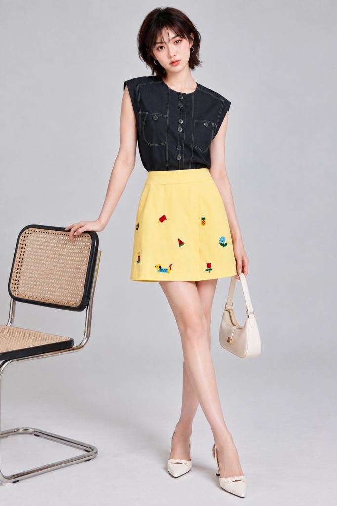 3352 Velvet Panelled Ponte Sleeveless Top
