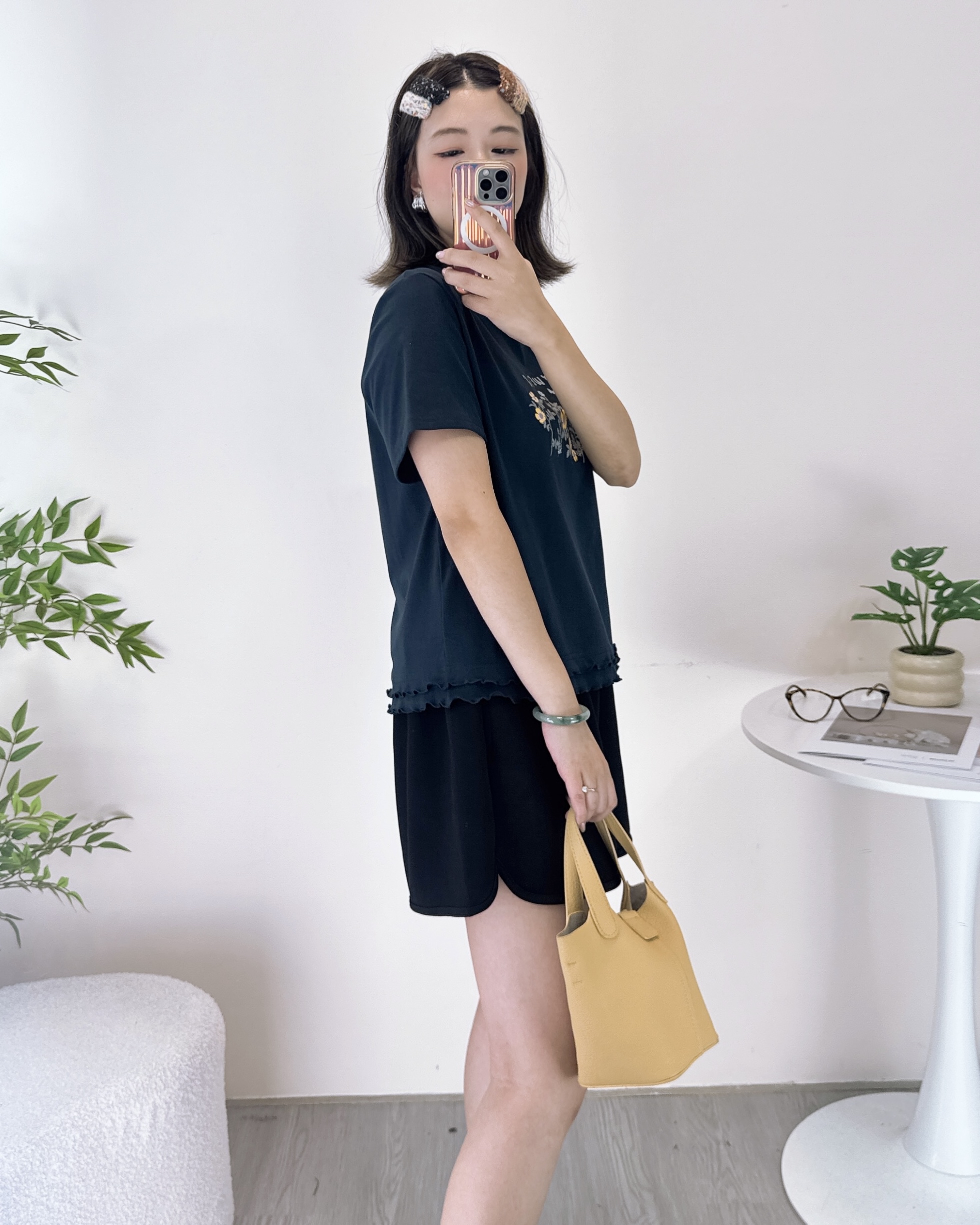 花邊純棉花花印燙Print上衣 2色