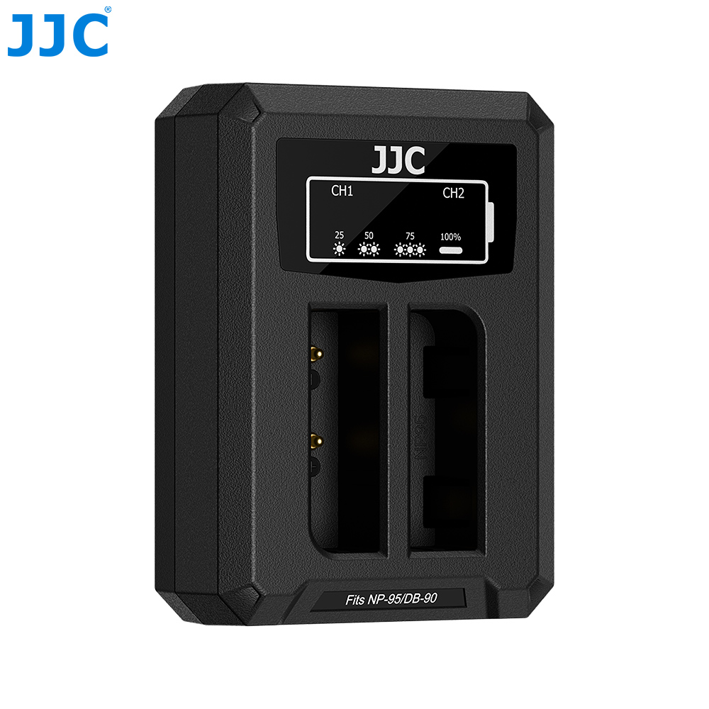JJC USB Dual Battery Charger For Fujifilm NP-95 / Ricoh DB-90 ( DCH-95TC)