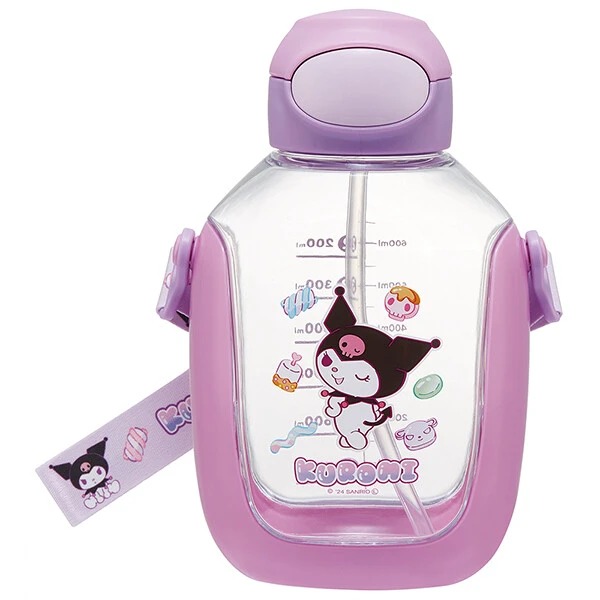 Skater 透明彈蓋吸管水樽附背帶 530ml