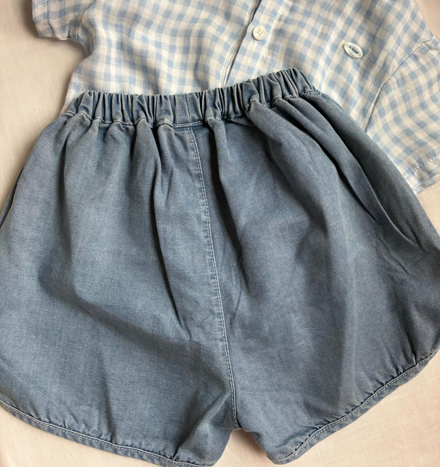 淺藍色運動剪裁牛仔短褲MHY2698