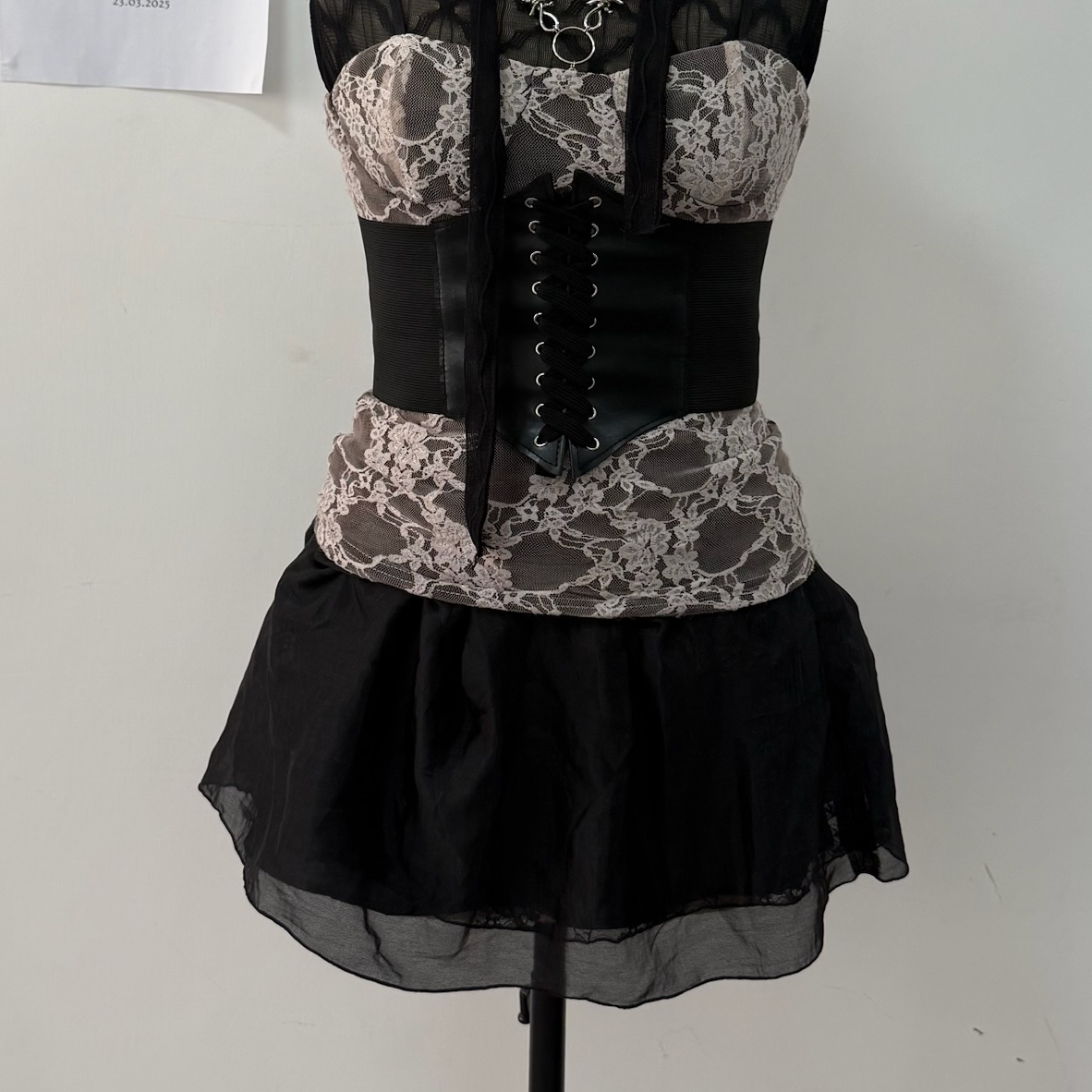 [On Sale] Dark Black Skirt with Inside Lace