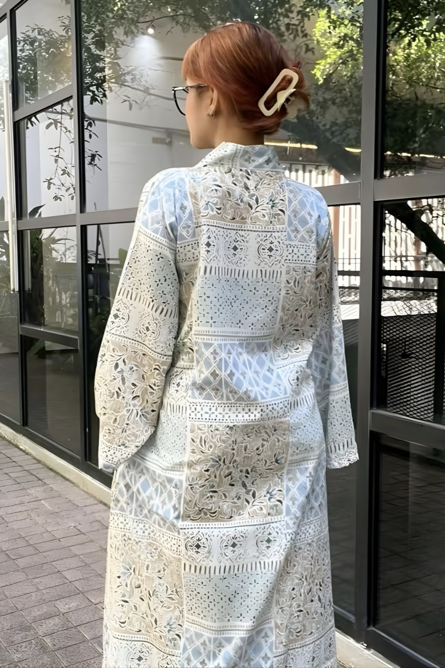 PATCHWORK Linen Dress - Blue