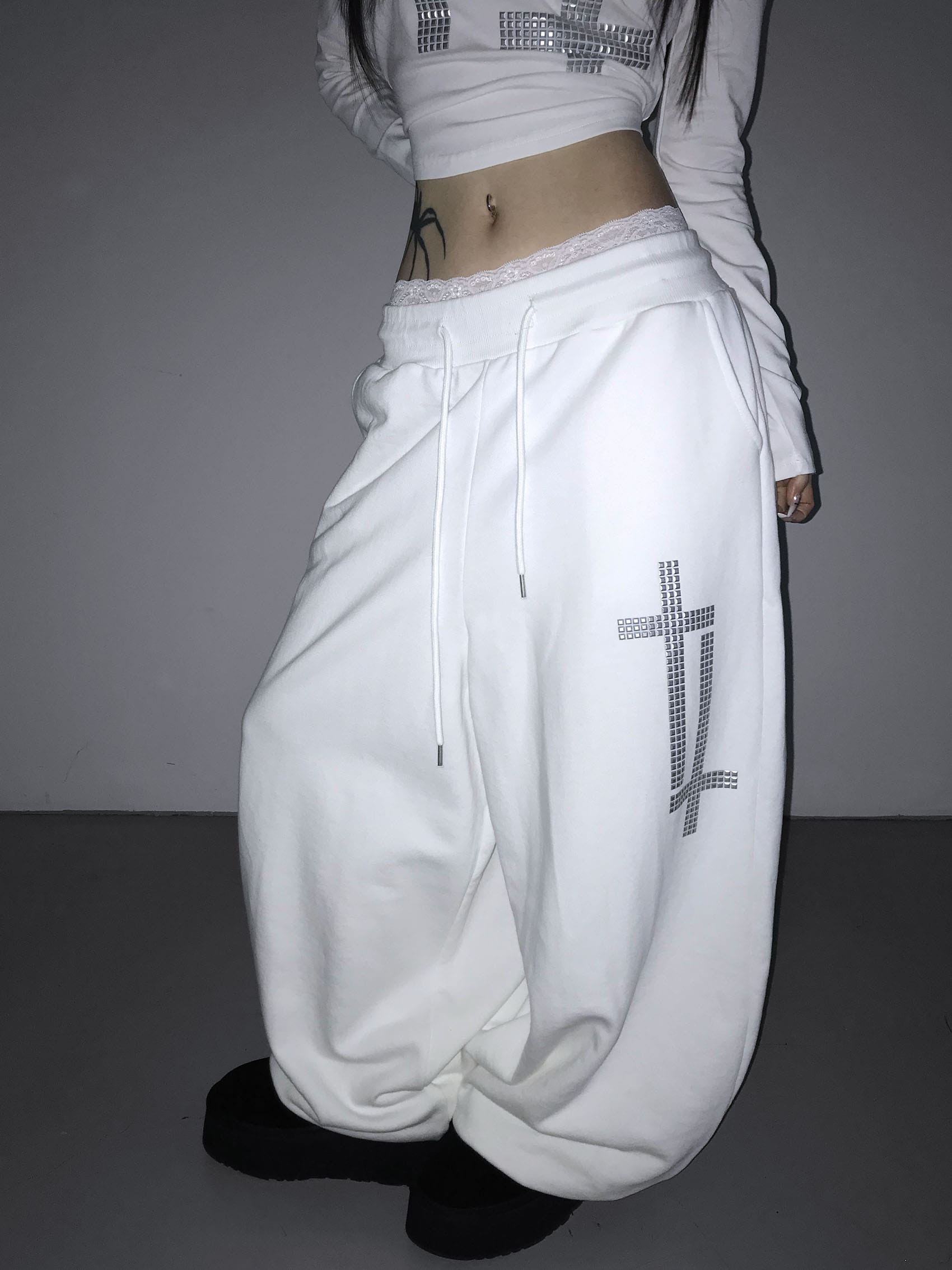 Cross Studded Cuffed Sweatpants