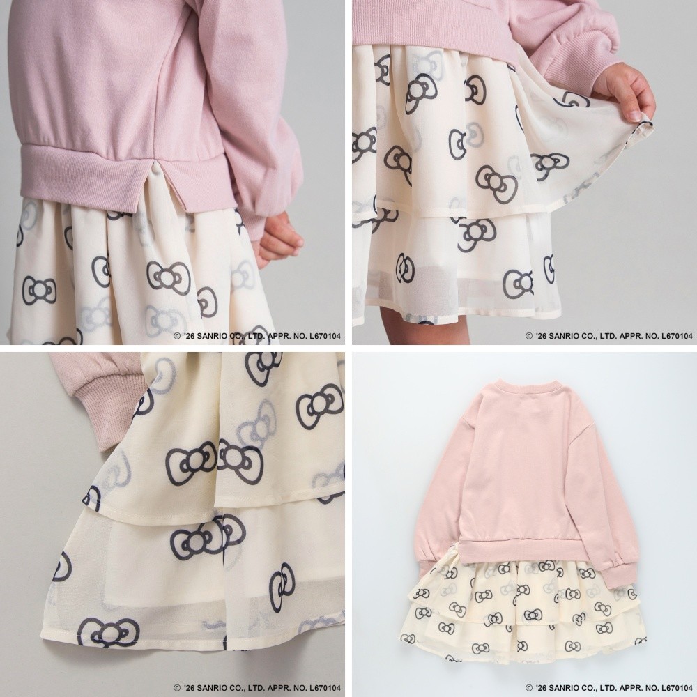 🆕【⭐訂購⭐】🌀 🇯🇵 日本直送 #Kitty 刺繡 疊穿衛衣雪紡 連身裙［2款選］🌀 [ELIA-0147] [261020]