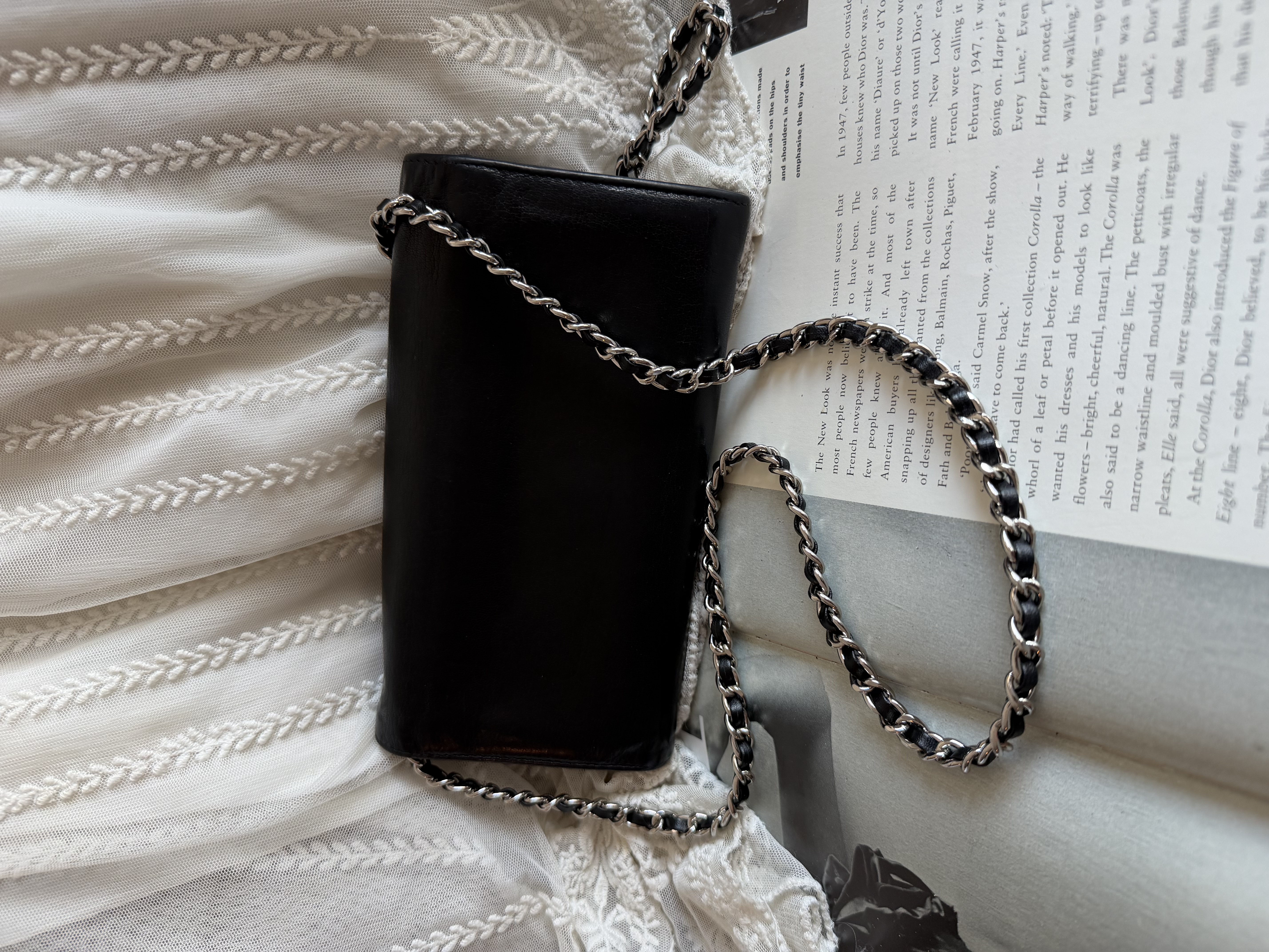 Chanel black leather wallet 