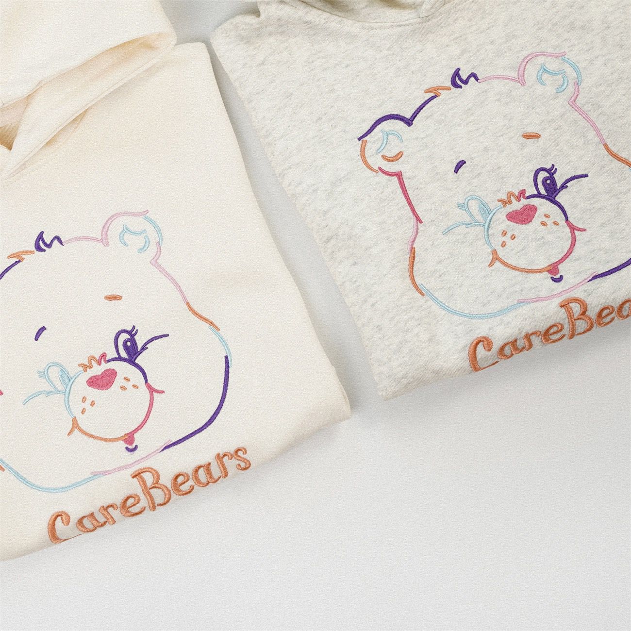 日單刺繡彩虹熊連帽衛衣