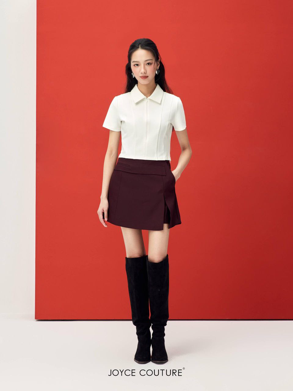 不对称腰带裤裙 P0451