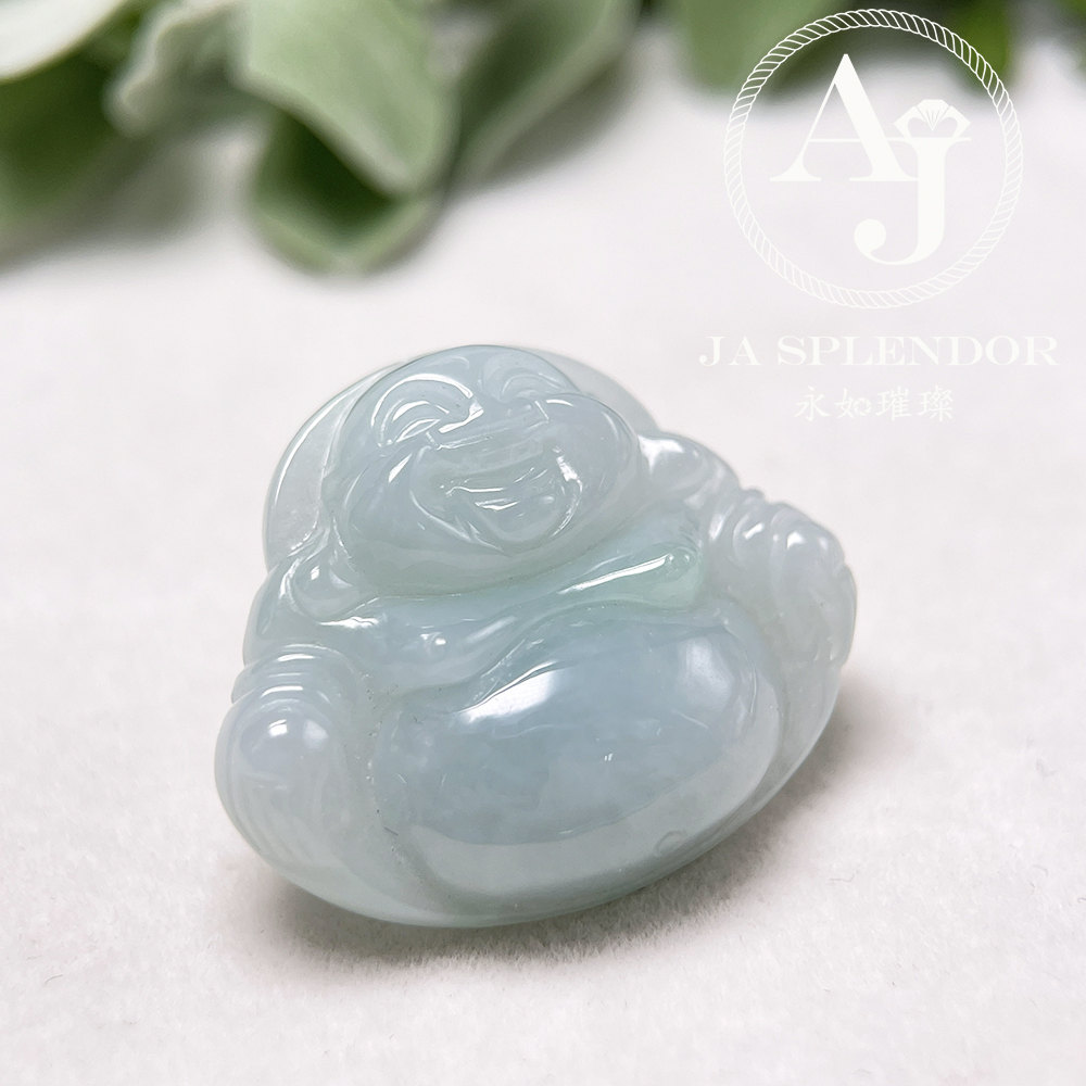 JN-1031 天然翡翠A玉 晴綠大肚笑佛吊墜