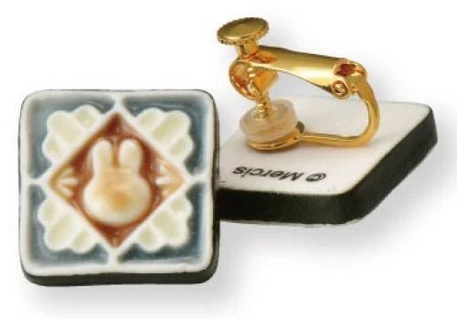 貨期3月尾 MIFFY 美濃燒 正方款 夾耳環 啡色