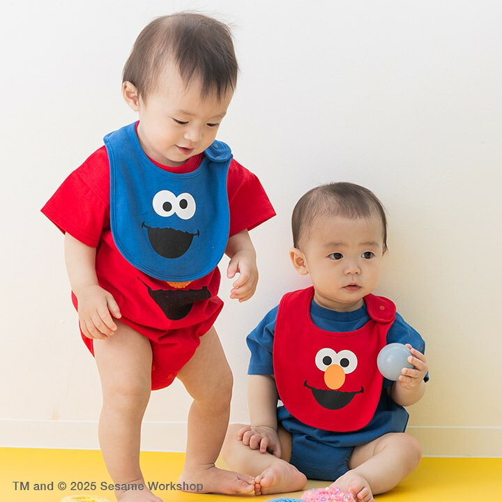 🇯🇵預訂 日本直送🇯🇵芝麻街印花純棉口水巾圍兜兩件套