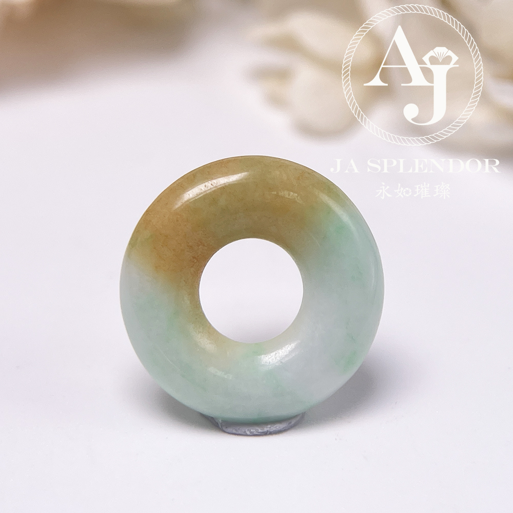 JN-3357 天然翡翠A玉 金黃半山半水甜甜圈