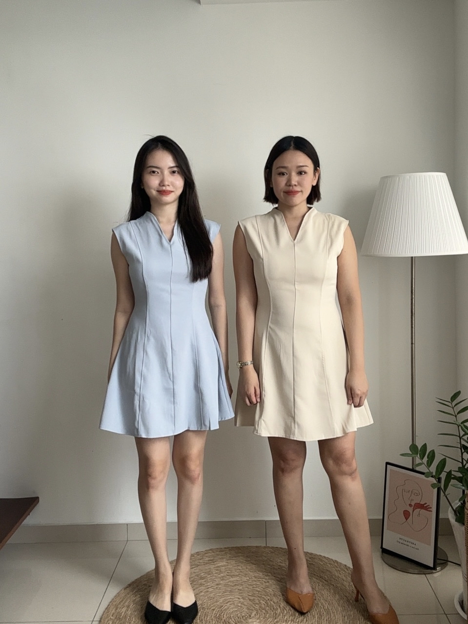 D2354 Cape Sleeve V Neck Dress - 3 Colors 