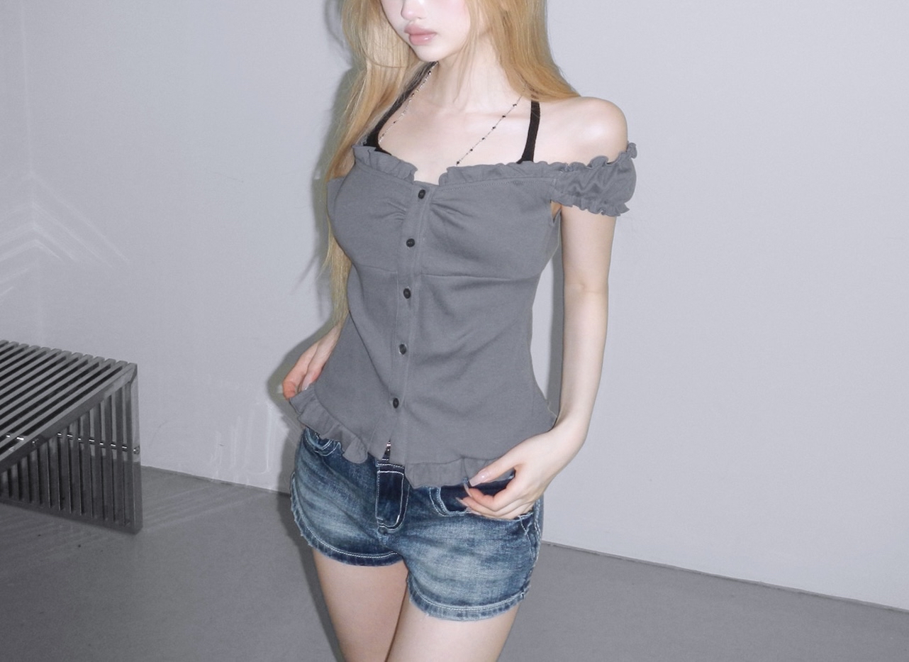 Ruffle Trim Off-Shoulder Top