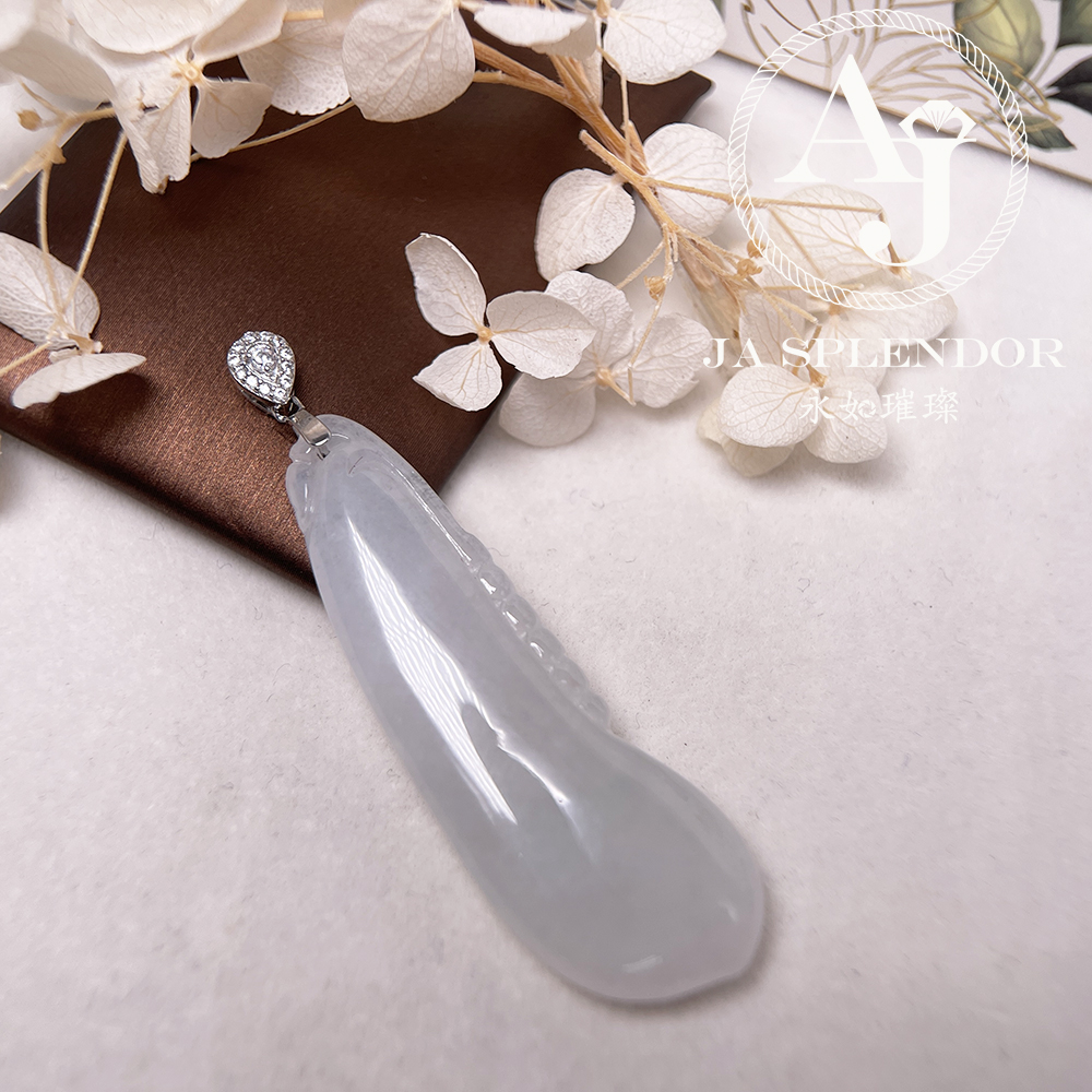 JNS-313 天然翡翠A玉 白冰萬壽果/福瓜吊墜