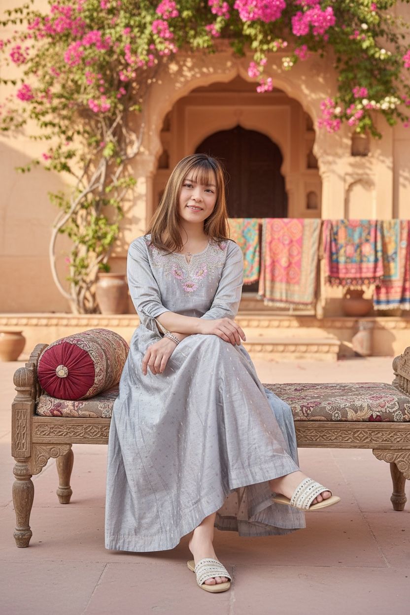 Silver Grey X Pink 2-Layer Emb. OP 48" #1014