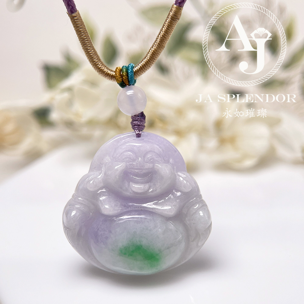 JNK-217 天然翡翠A玉 冰糯椿彩笑口常開大肚佛公吊墜