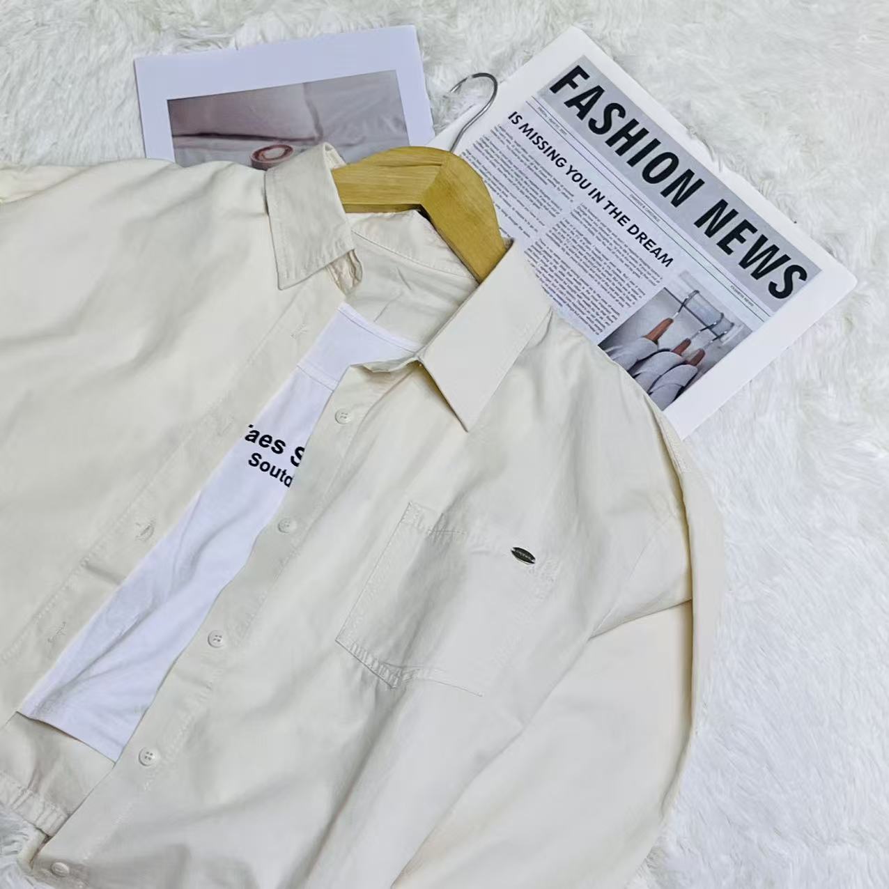 CC2002#6536 [Drawstring Crop Shirt] Korean Minimal Breeze Look