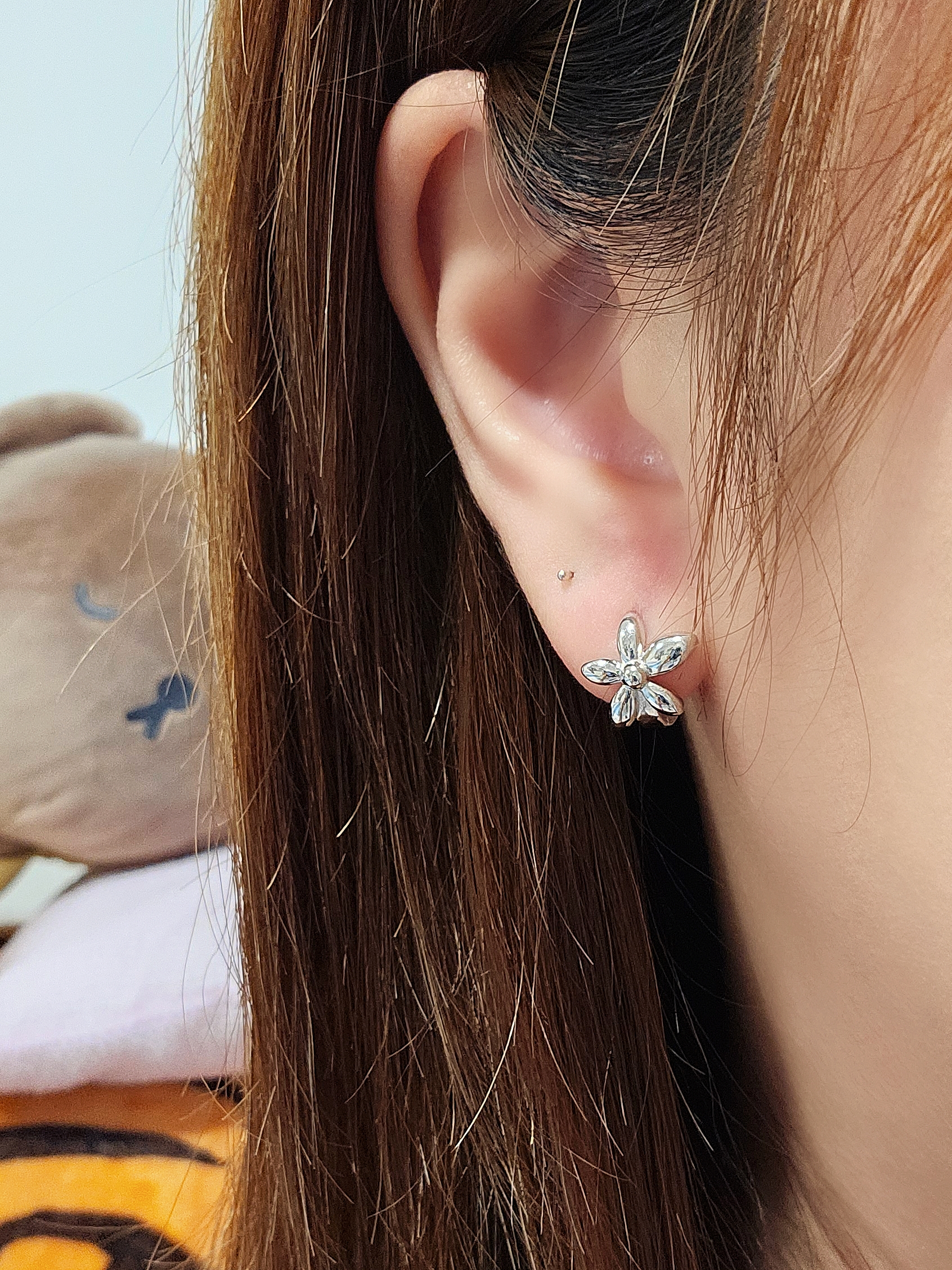 S925 -  EE0333 Platinum-Coated Little Flower Earrings