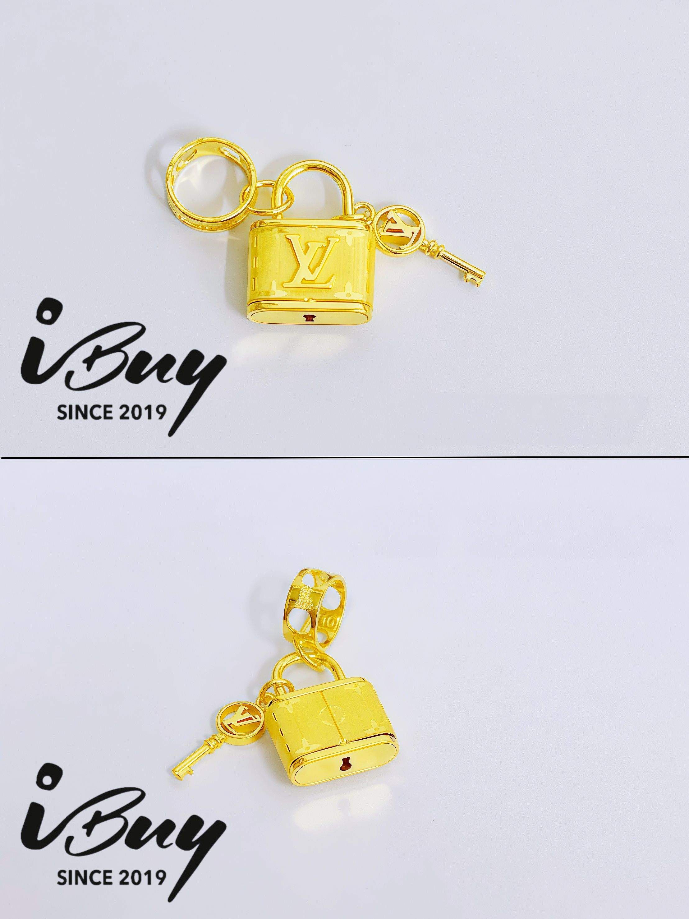 916 GOLD VL LOCK WITH KEY CHARM 916 金 VL锁头与钥匙串咀