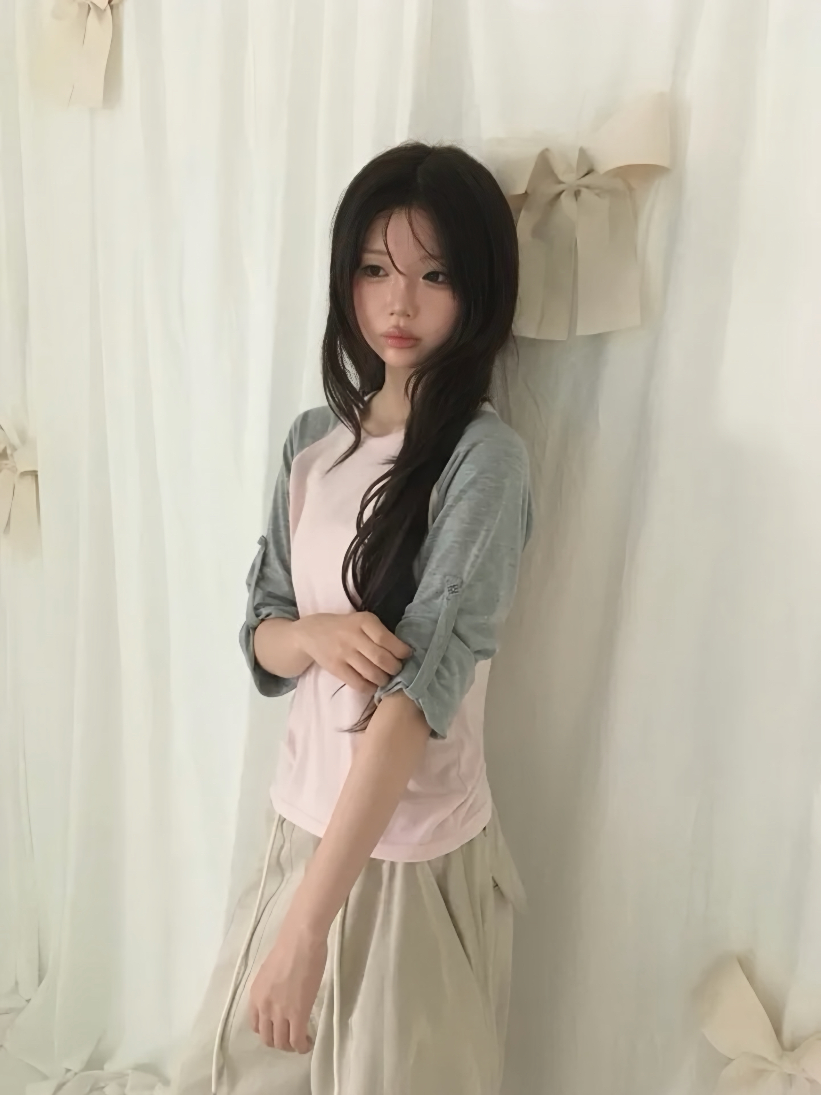 Roll-up Raglan Contrast Top