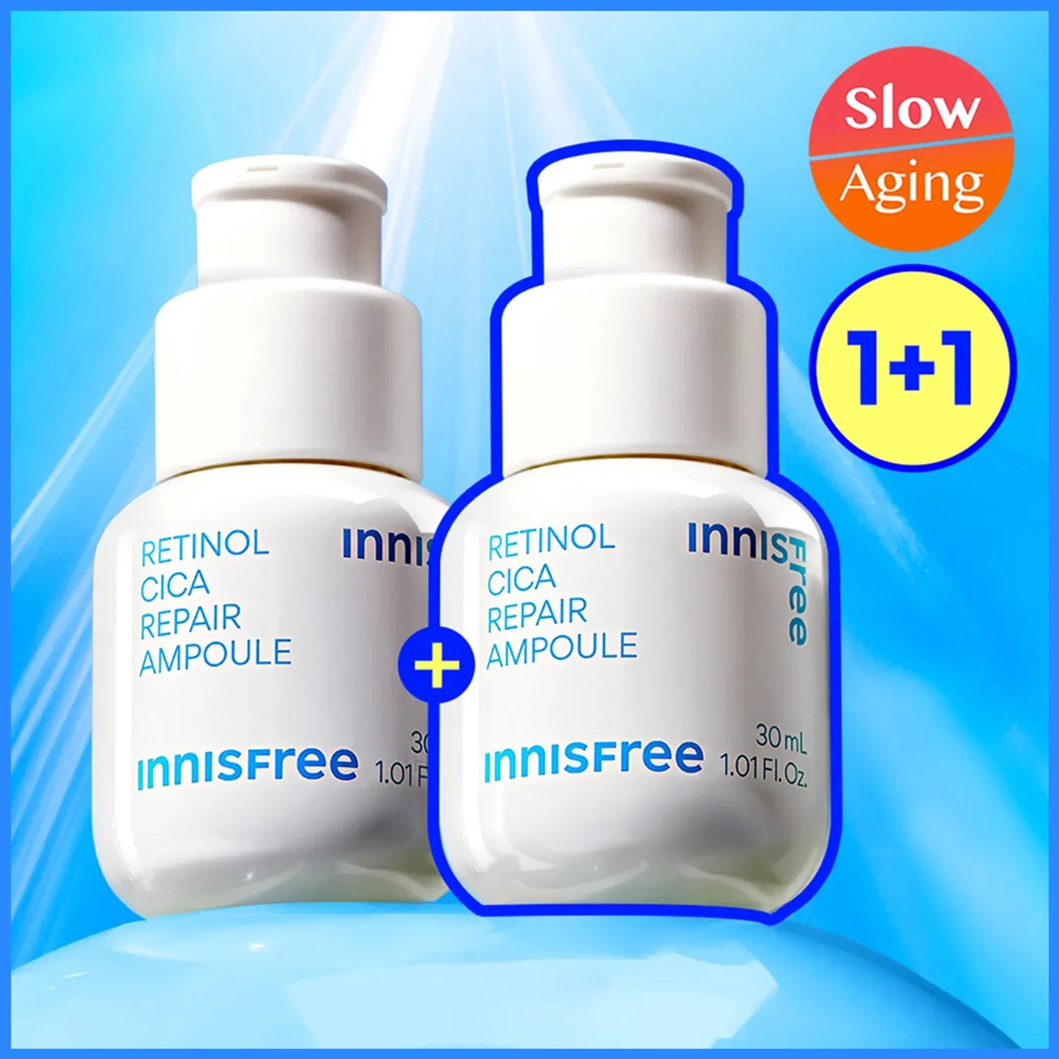 INNISFREE Retinol Cica Repair Ampoule速效淨肌修護精華30ml+30ml | Olive Young優惠套裝
