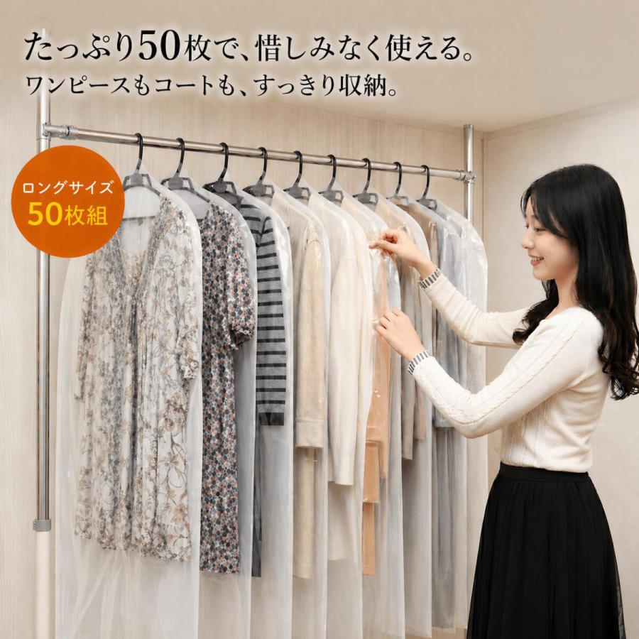 🔥🔥【日本製《SUN CREATE》加長型透明透氣防塵衣物罩】50個裝
