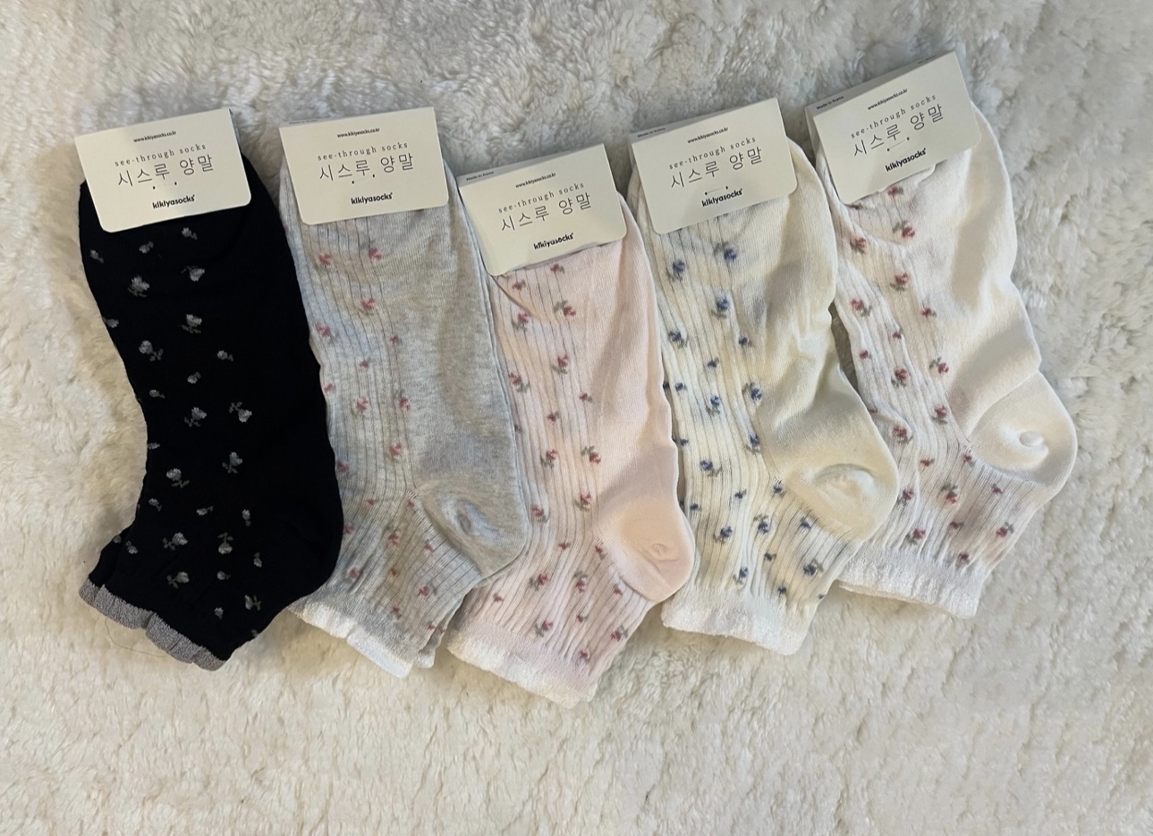 KKY Tint Flower Ribbed middle socks