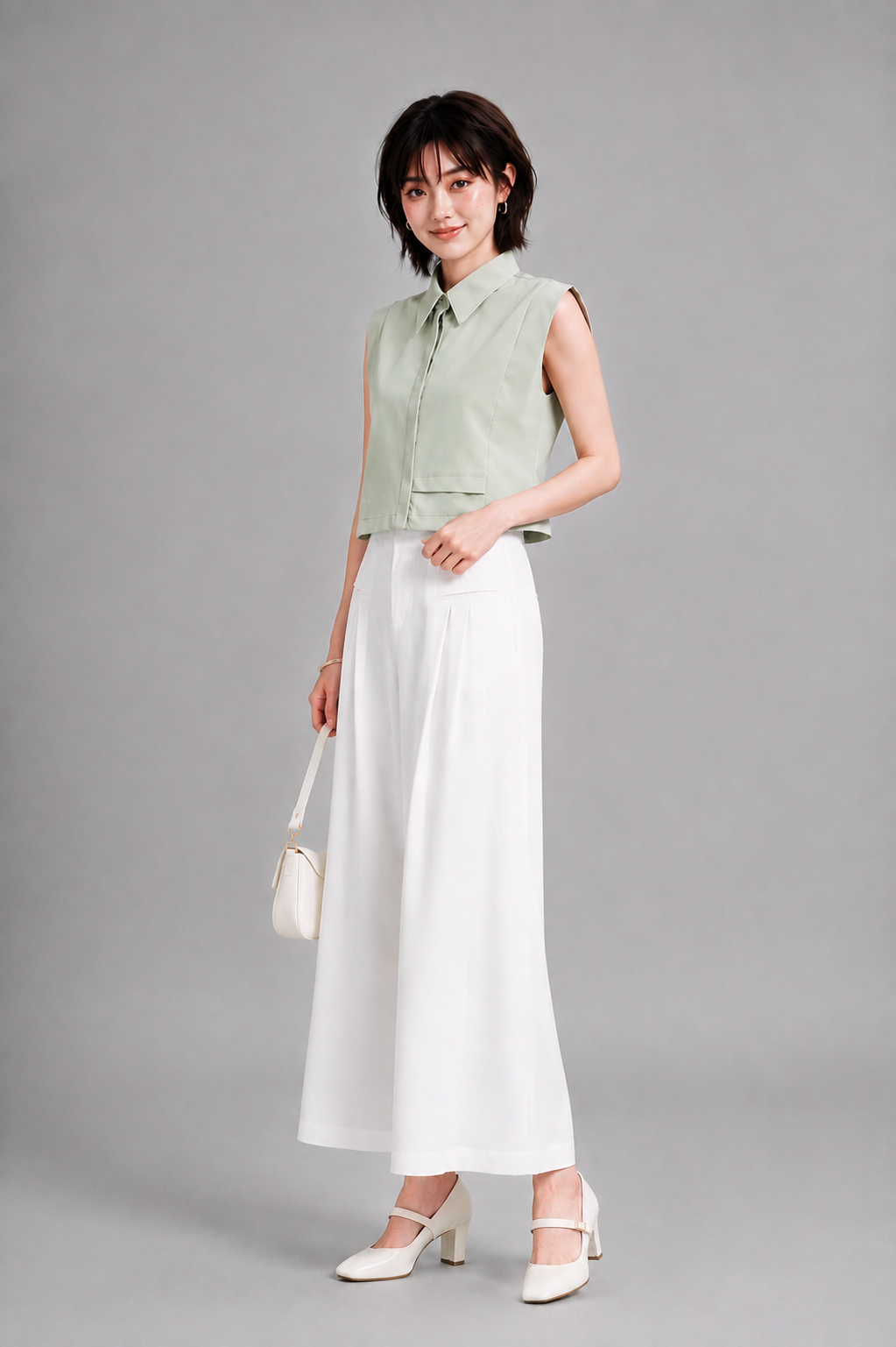210603-1 High-Waisted Pleated Wide-Leg Pants