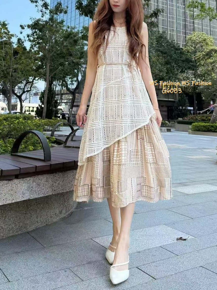 G6083 韓國🇰🇷通花背心連身裙