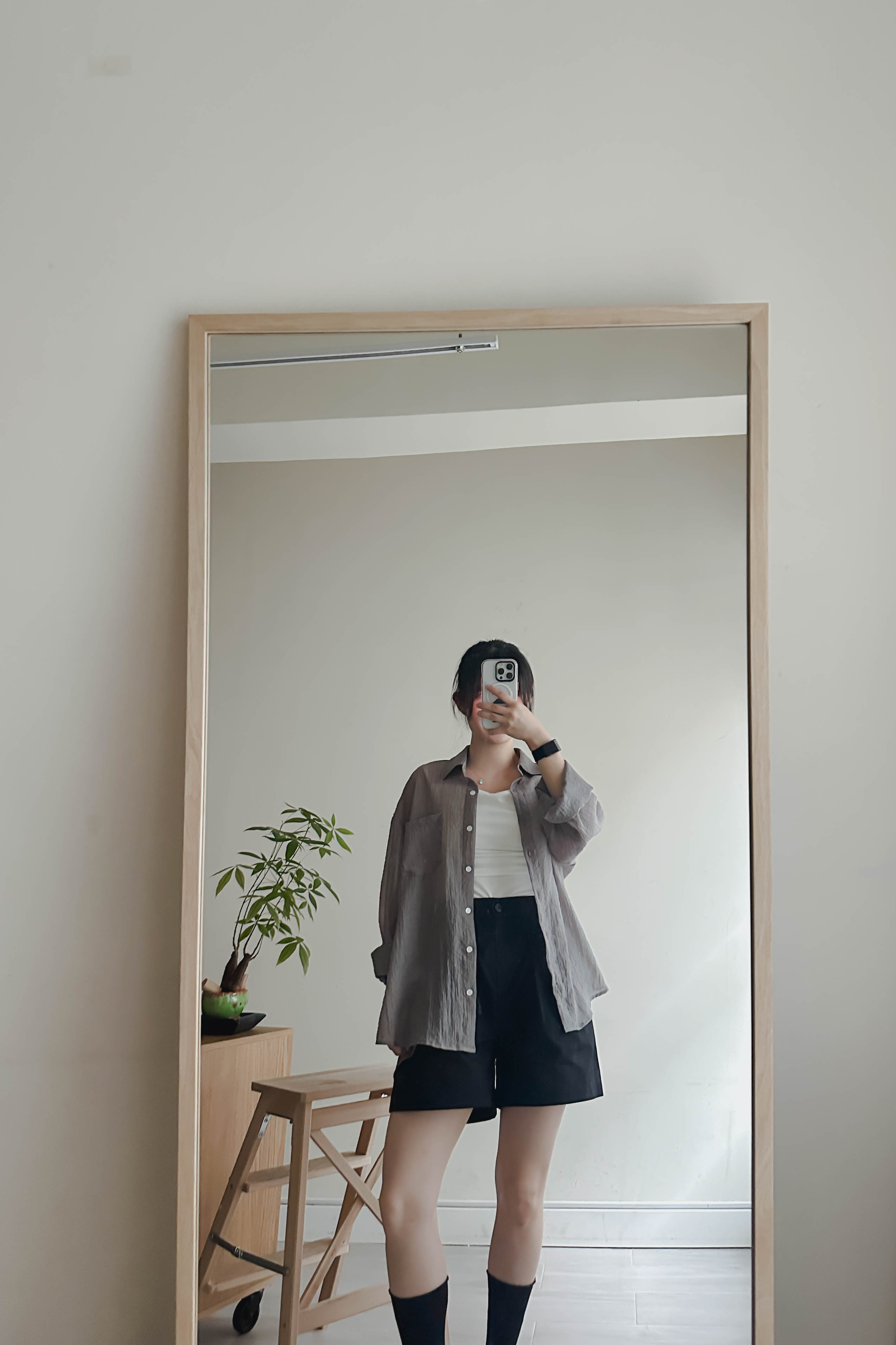 棉質百搭打褶短褲 (三色入)