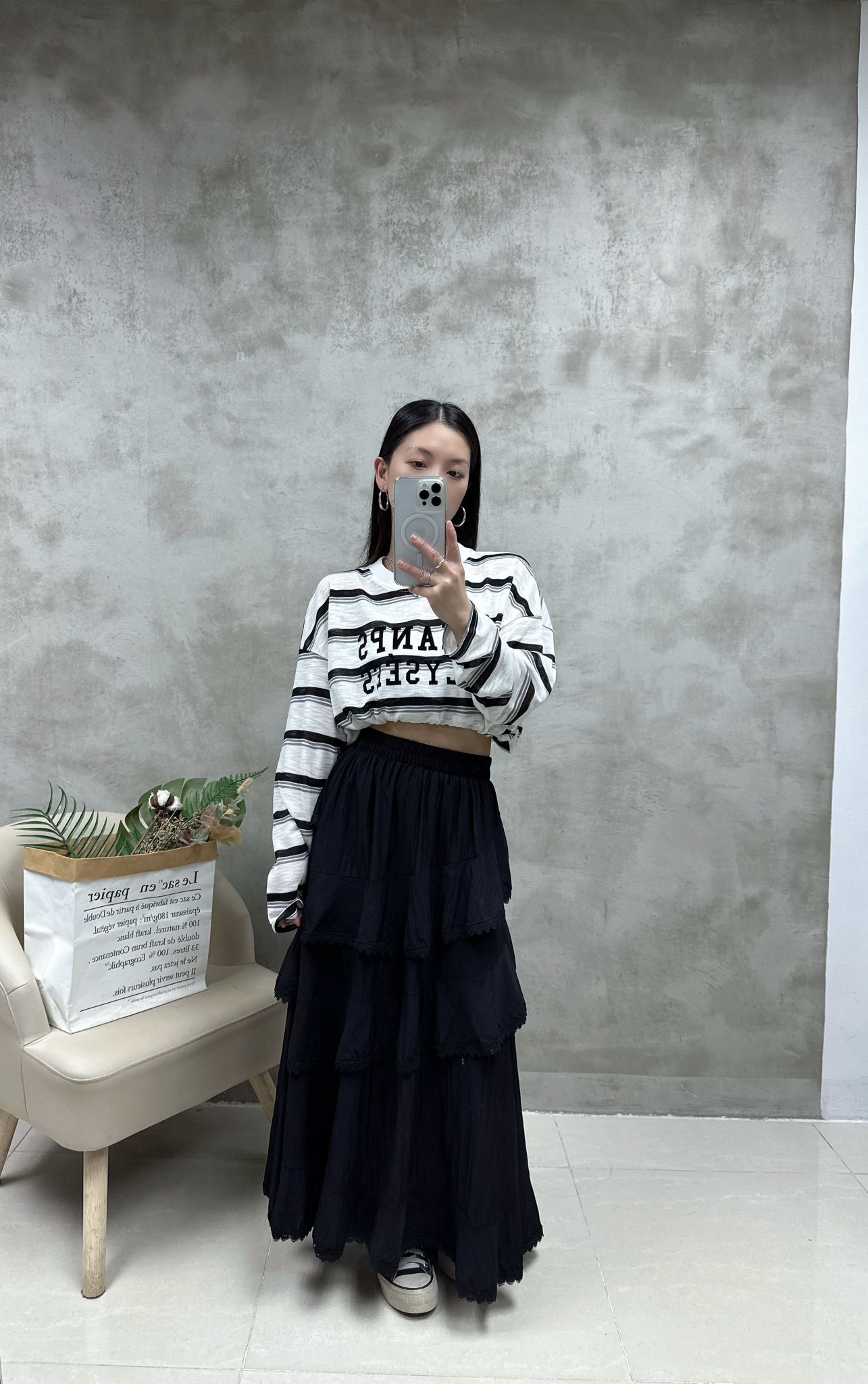 A07 層次感喱士邊半裙