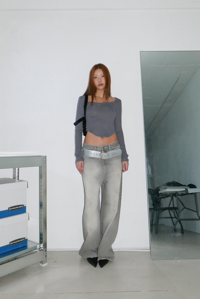 Square Neck Ruched Long Sleeve