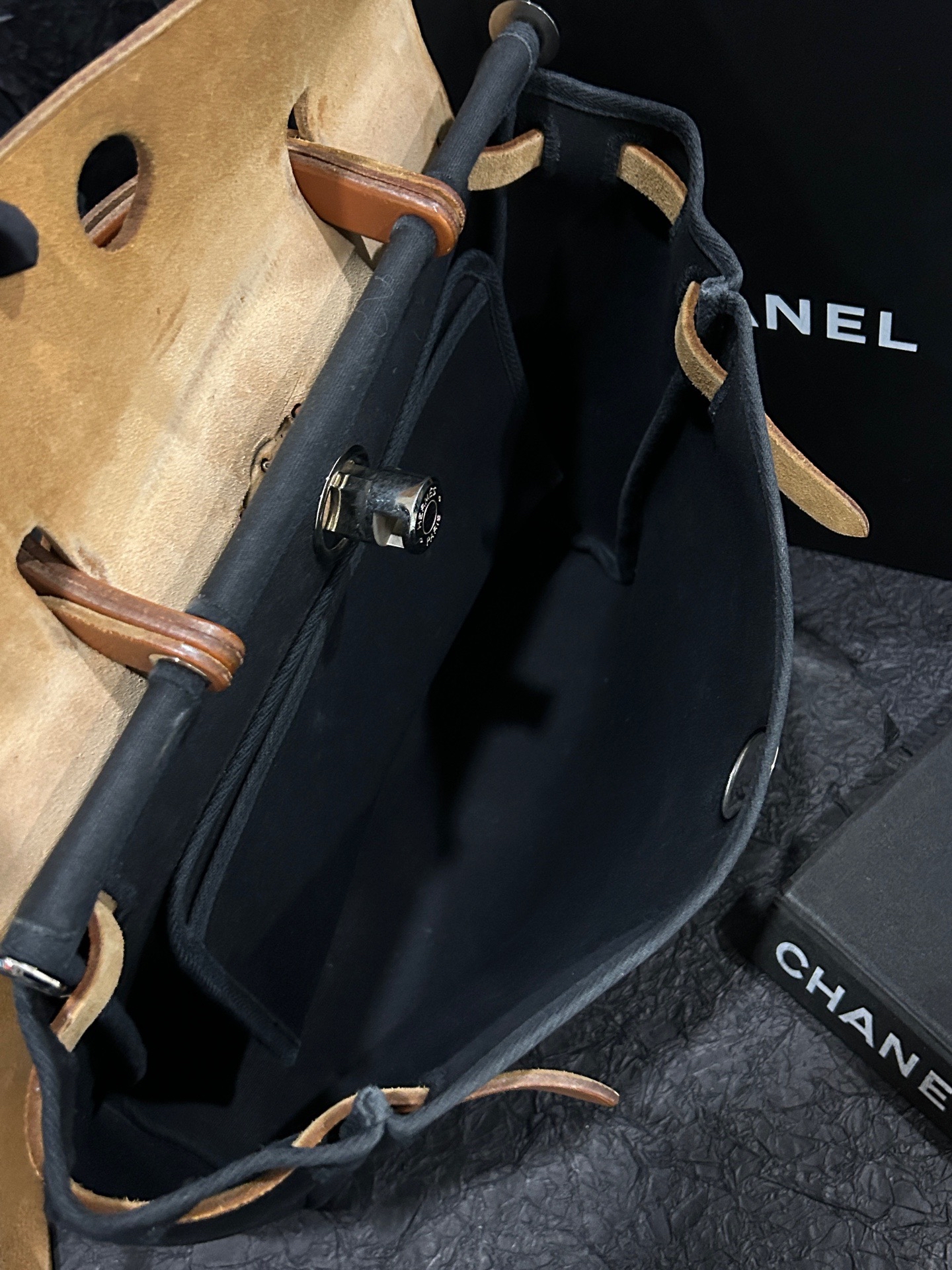 【預訂貨品】Hermes 黑色帆布拼皮31bag 