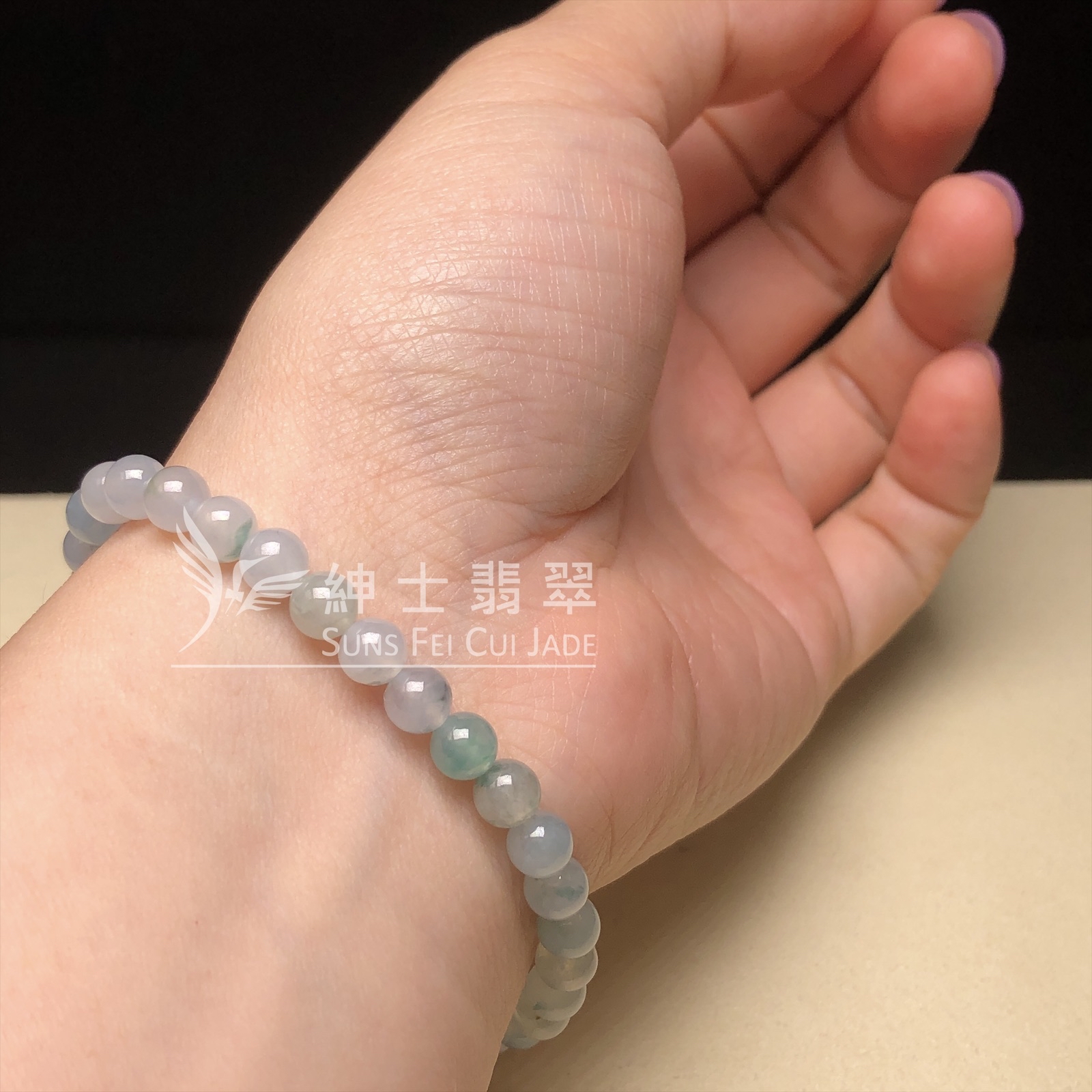 冰飄藍花手串  MS00179