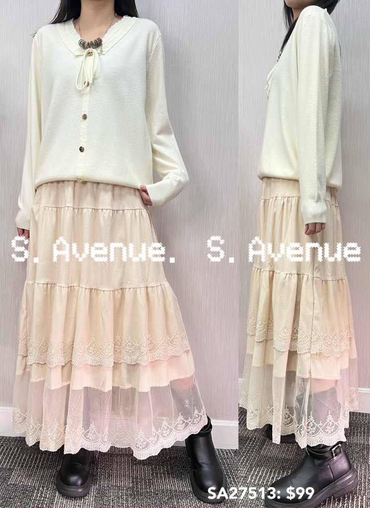 SA27513: 長袖V領綁帶假鈕top