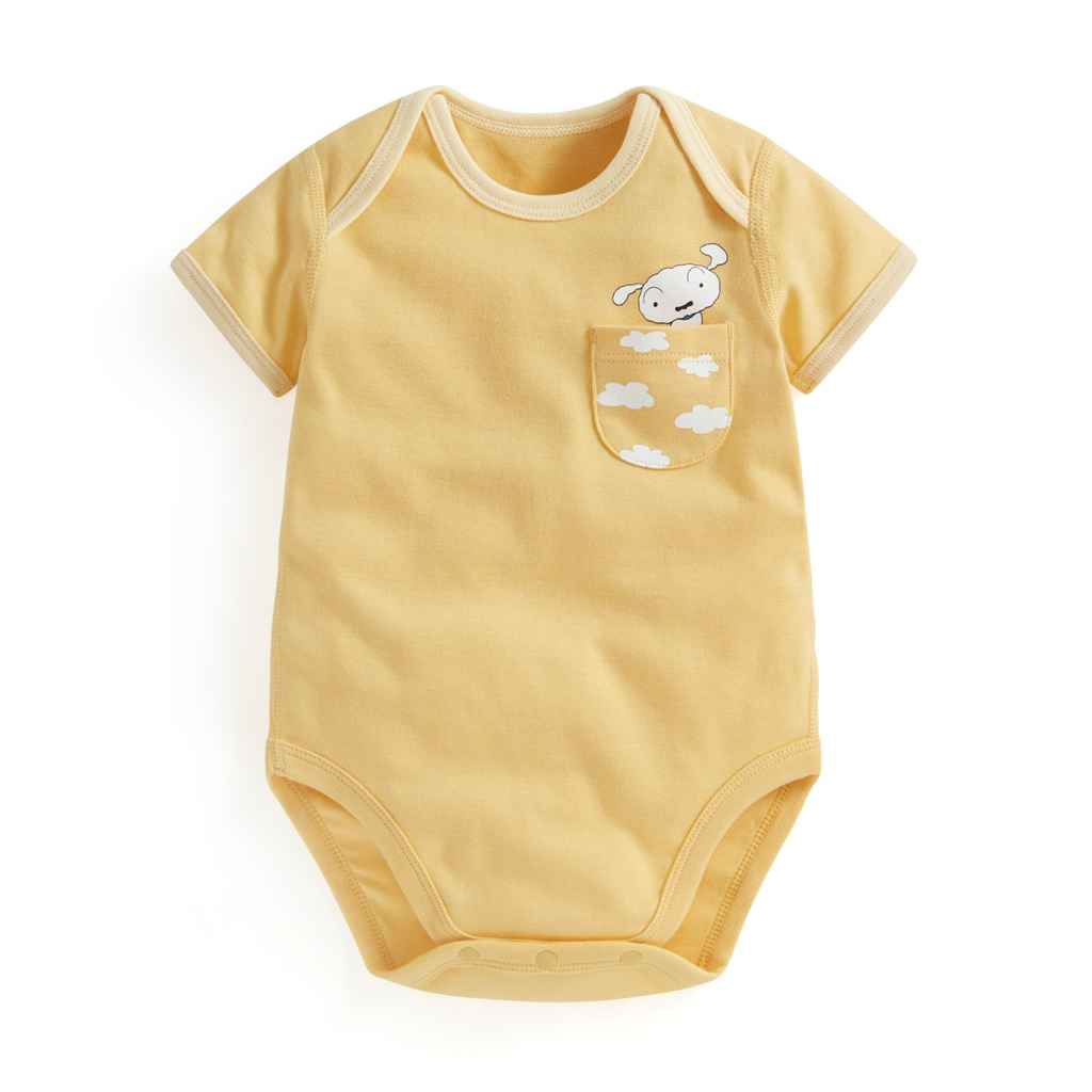 💚預訂 台灣直送💚三色蠟筆小新系列口袋印花純棉短袖包屁衣